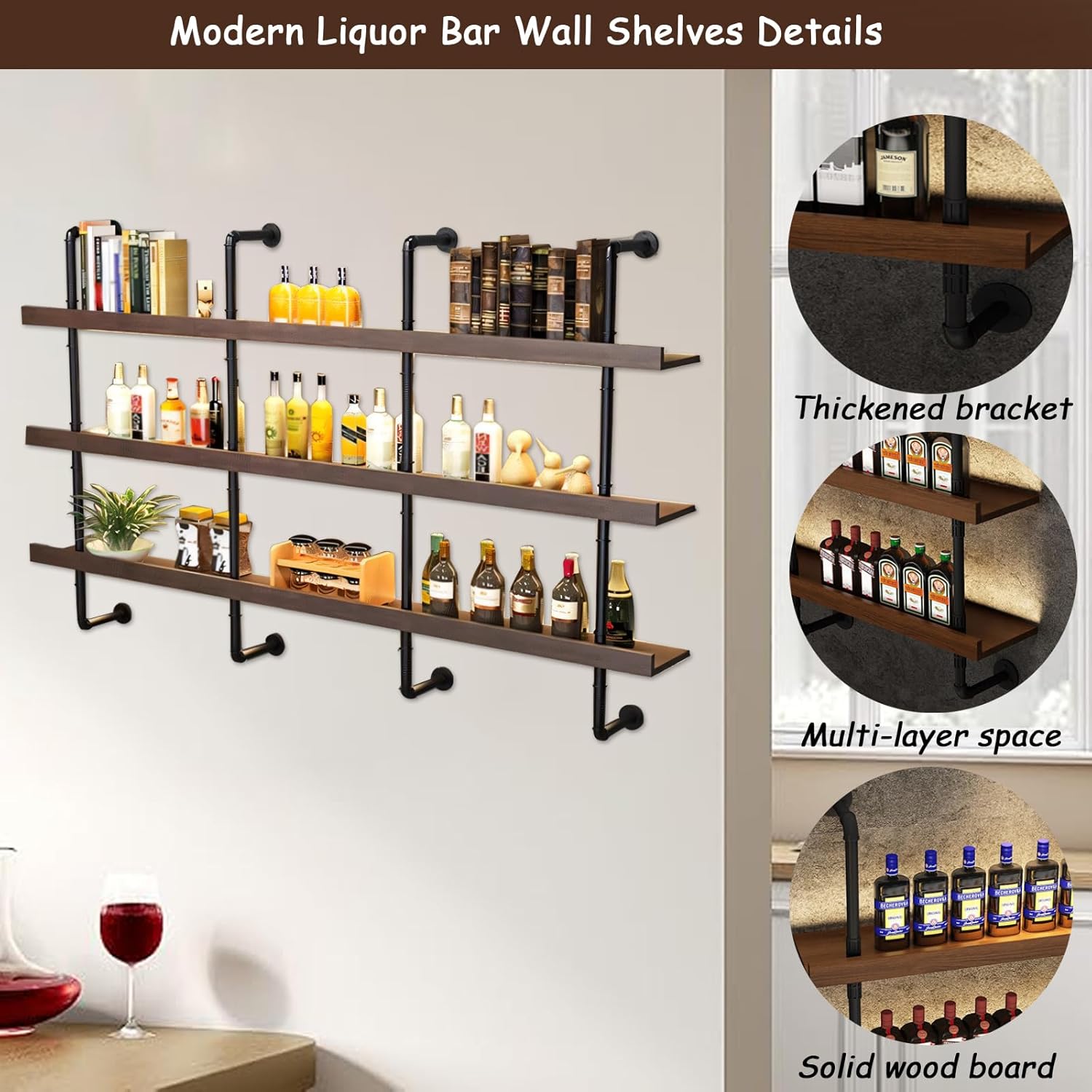 Dawselod 397in Wall Mounted Wine Rack with LED Light