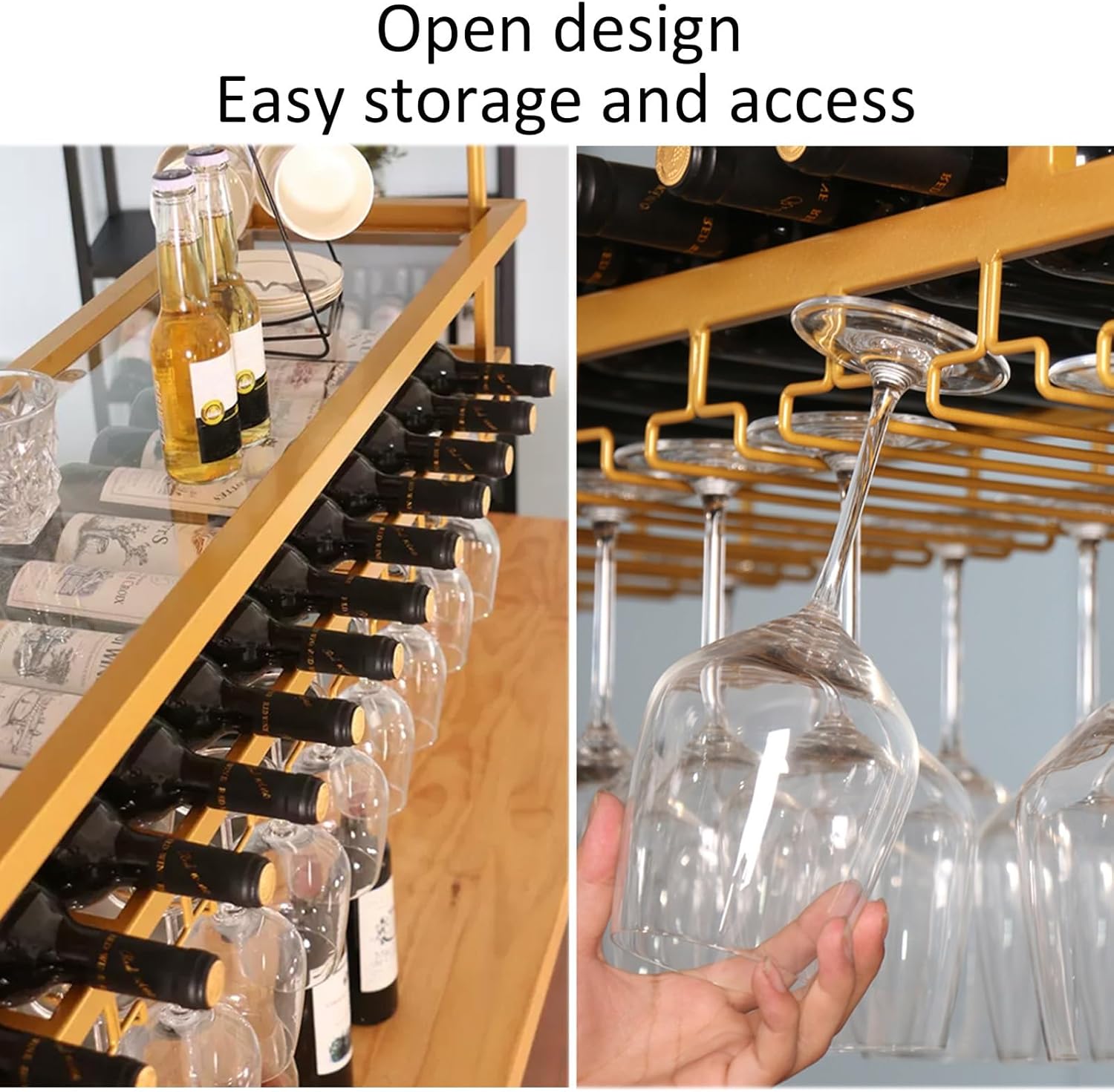Adjustable Wine Glass Hanger Rack For Kitchen Wine Cellar Bar