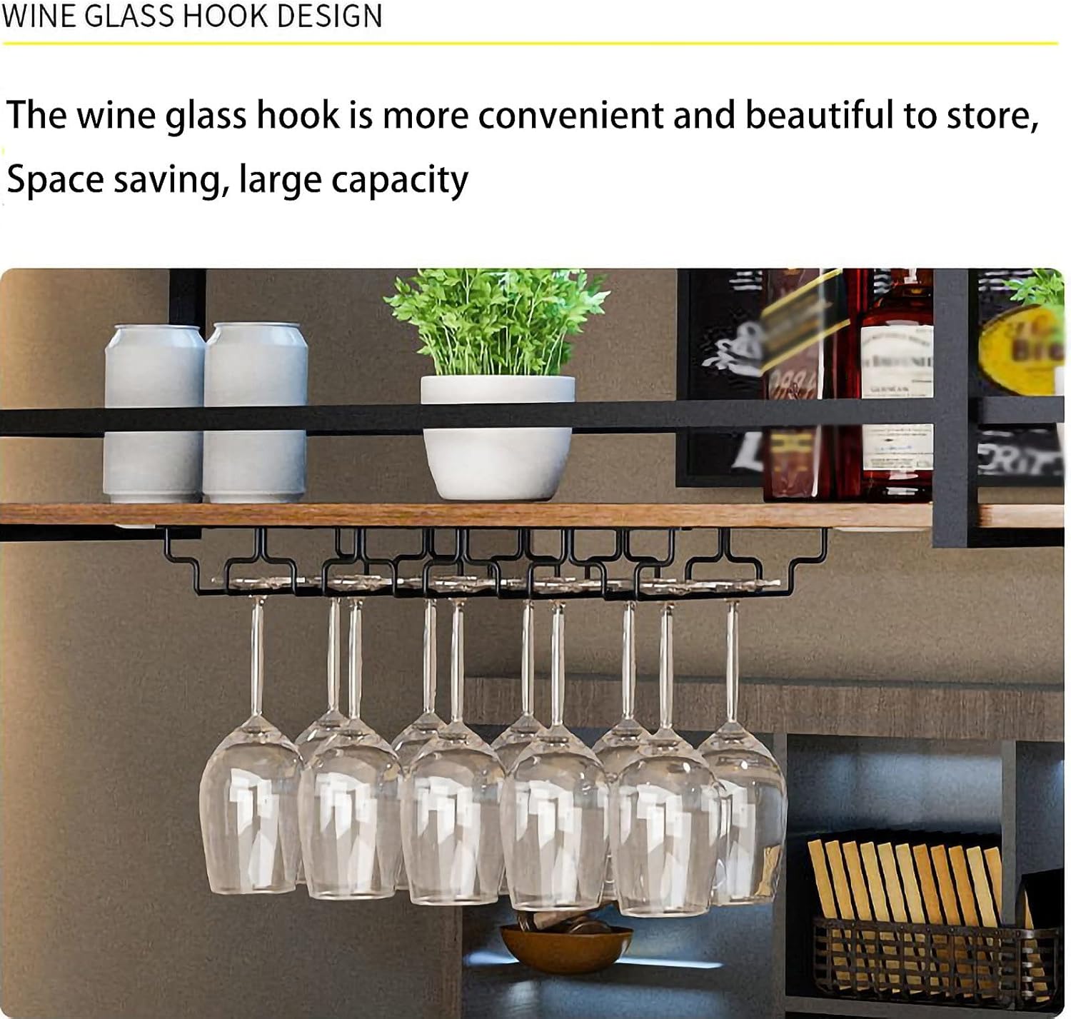 ZJDYDY Wall Mounted Wine Rack with Glass Holder