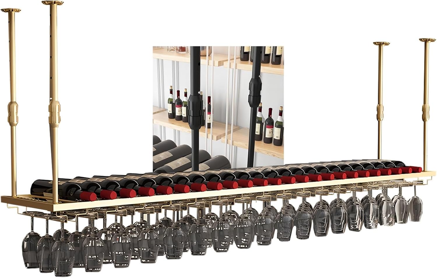 LIGUOYI Adjustable Ceiling Wine Rack Holder