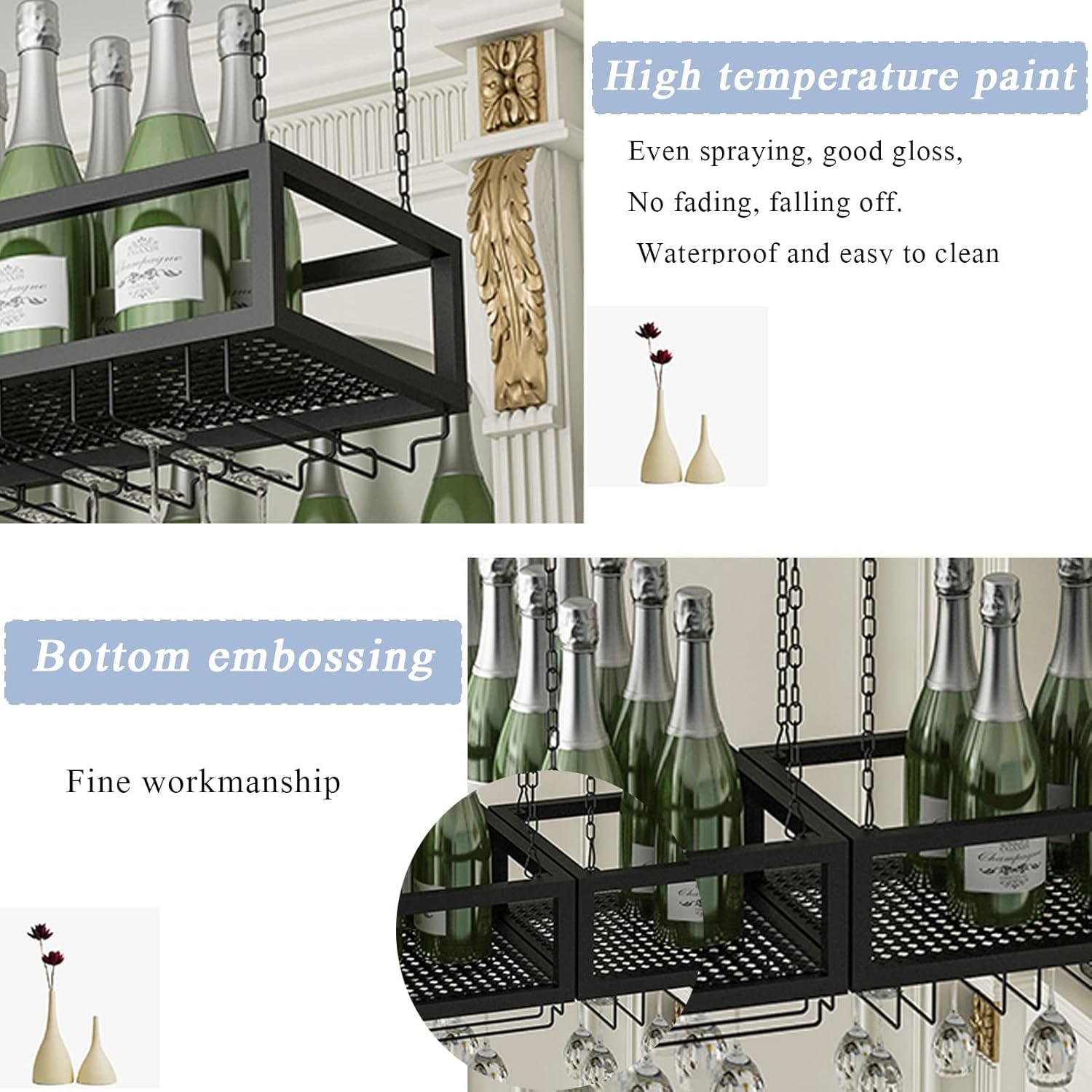 Ceiling Hanging Wine Rack with Adjustable Height