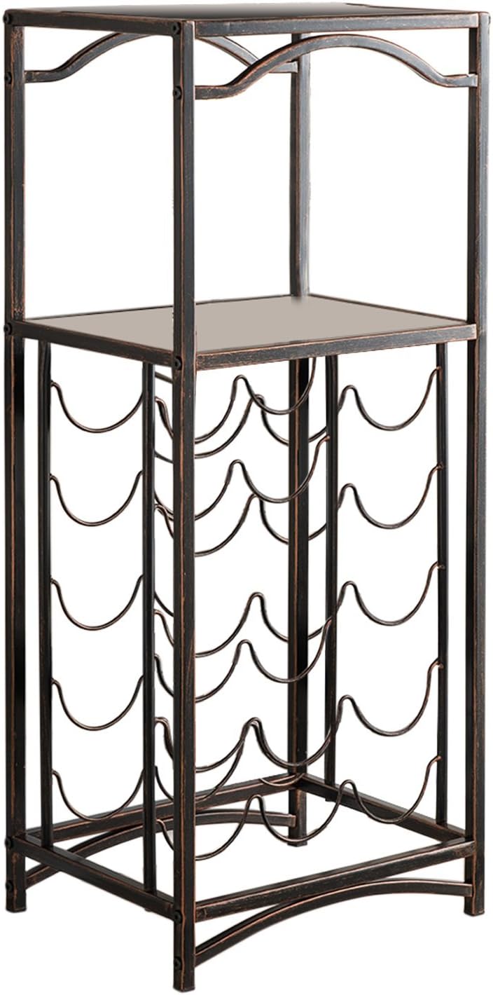 KB Designs - 15 Bottle Metal Wine Rack Stand with 2 Shelves