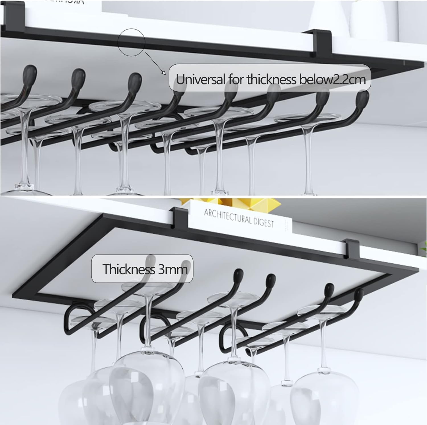Suuim Metal Wine Glass Rack for Cabinet Bar Kitchen