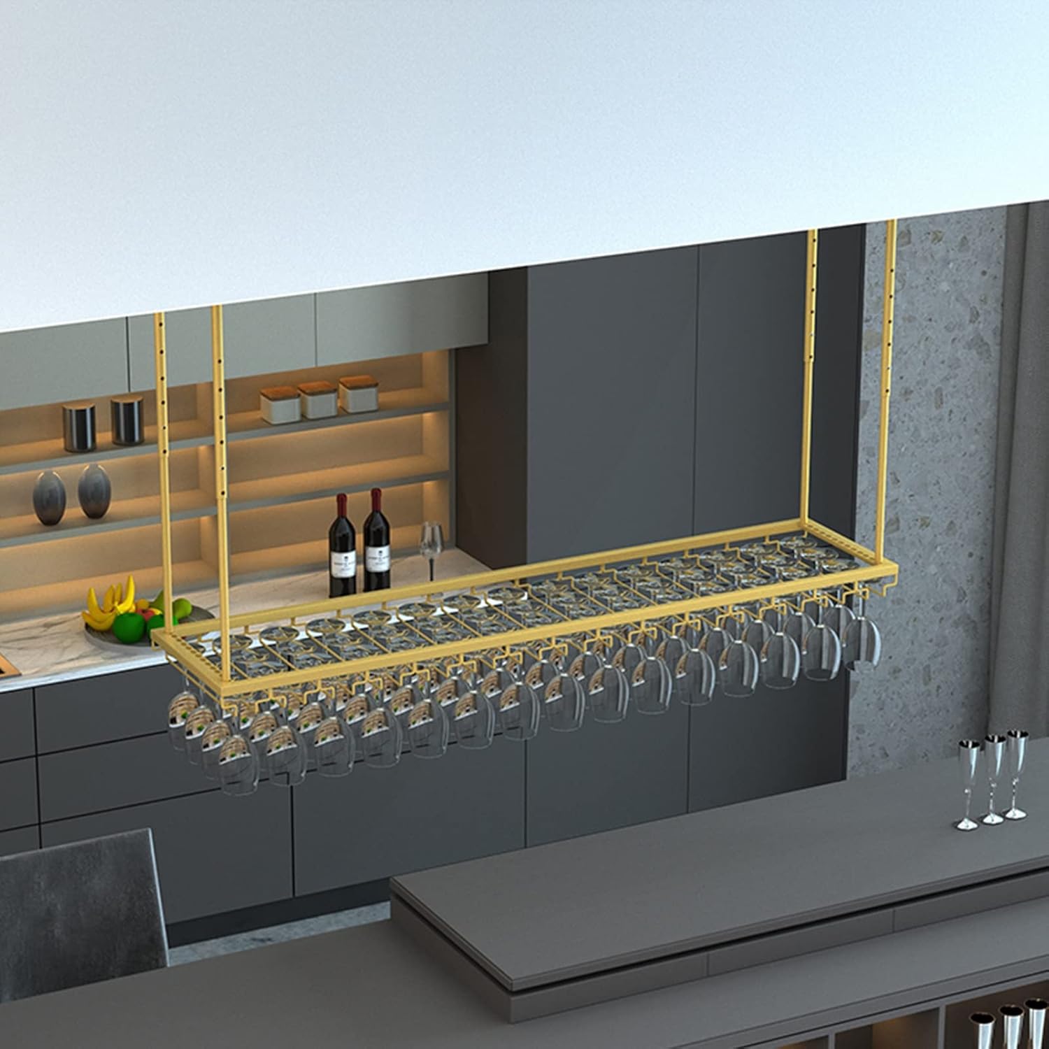 Adjustable Metal Wine Rack for Bar and Kitchen