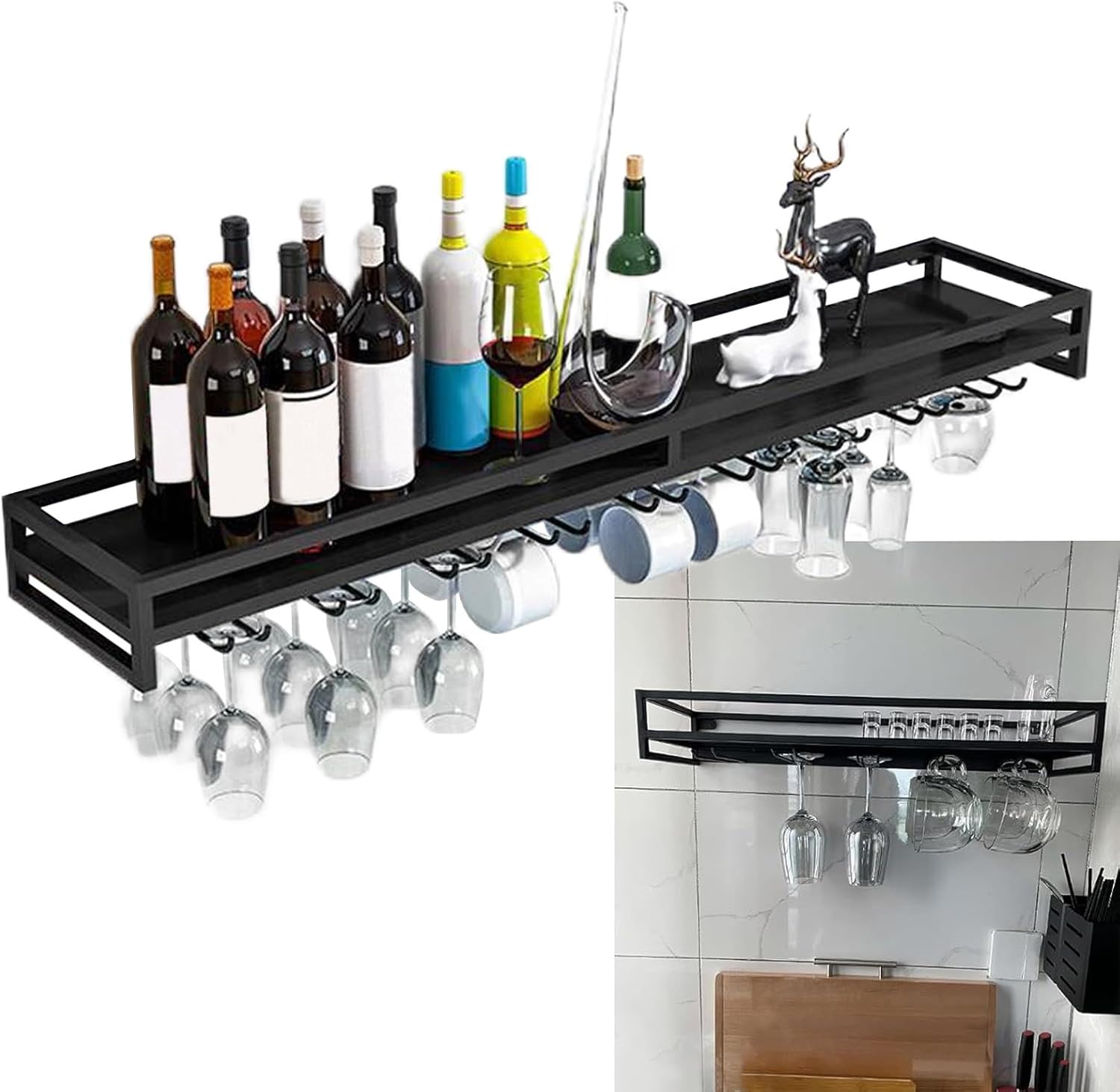 Whalebee Wall Mounted Iron Wine Glass Holder