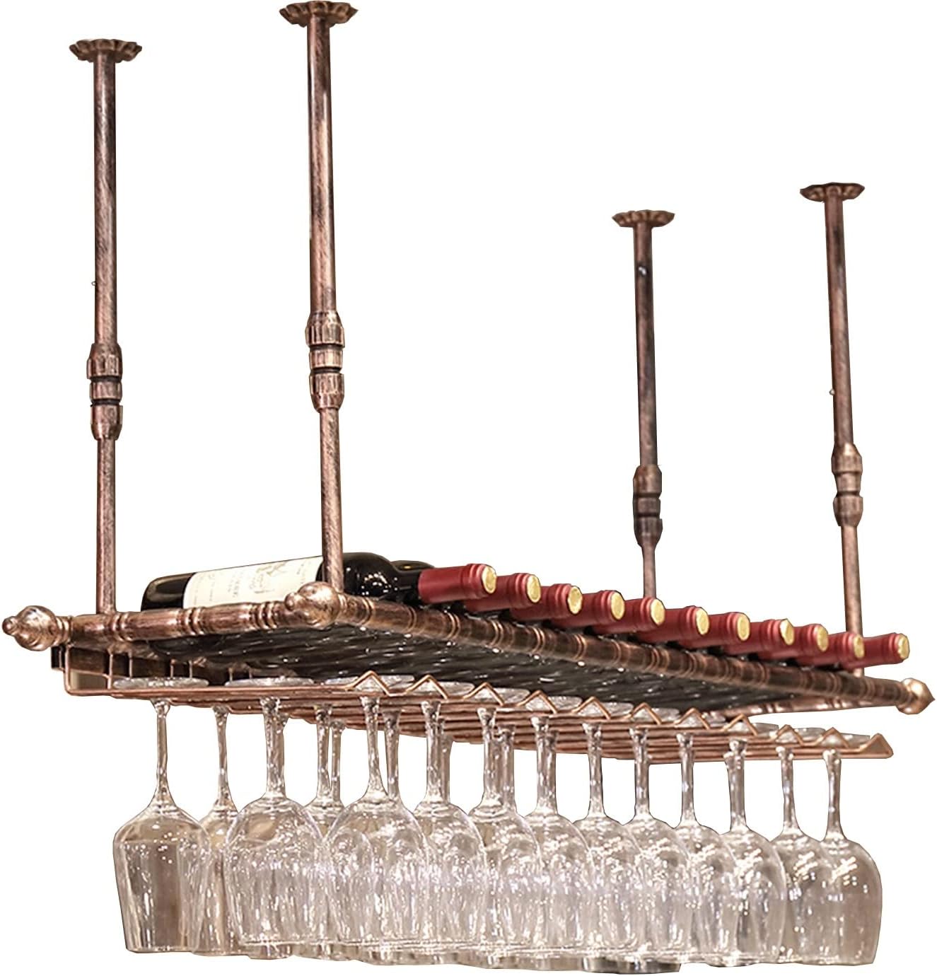 LASEVE Vintage Wine Rack with Adjustable Hanger