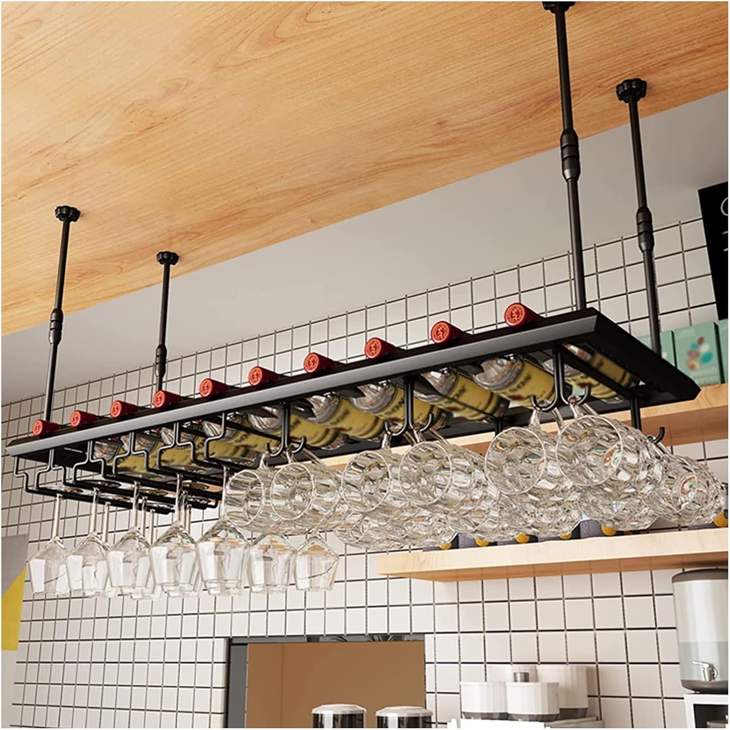 ALDEPO 2-Layer Wall-Mounted Wine Rack - Animal Horse Design 100cm