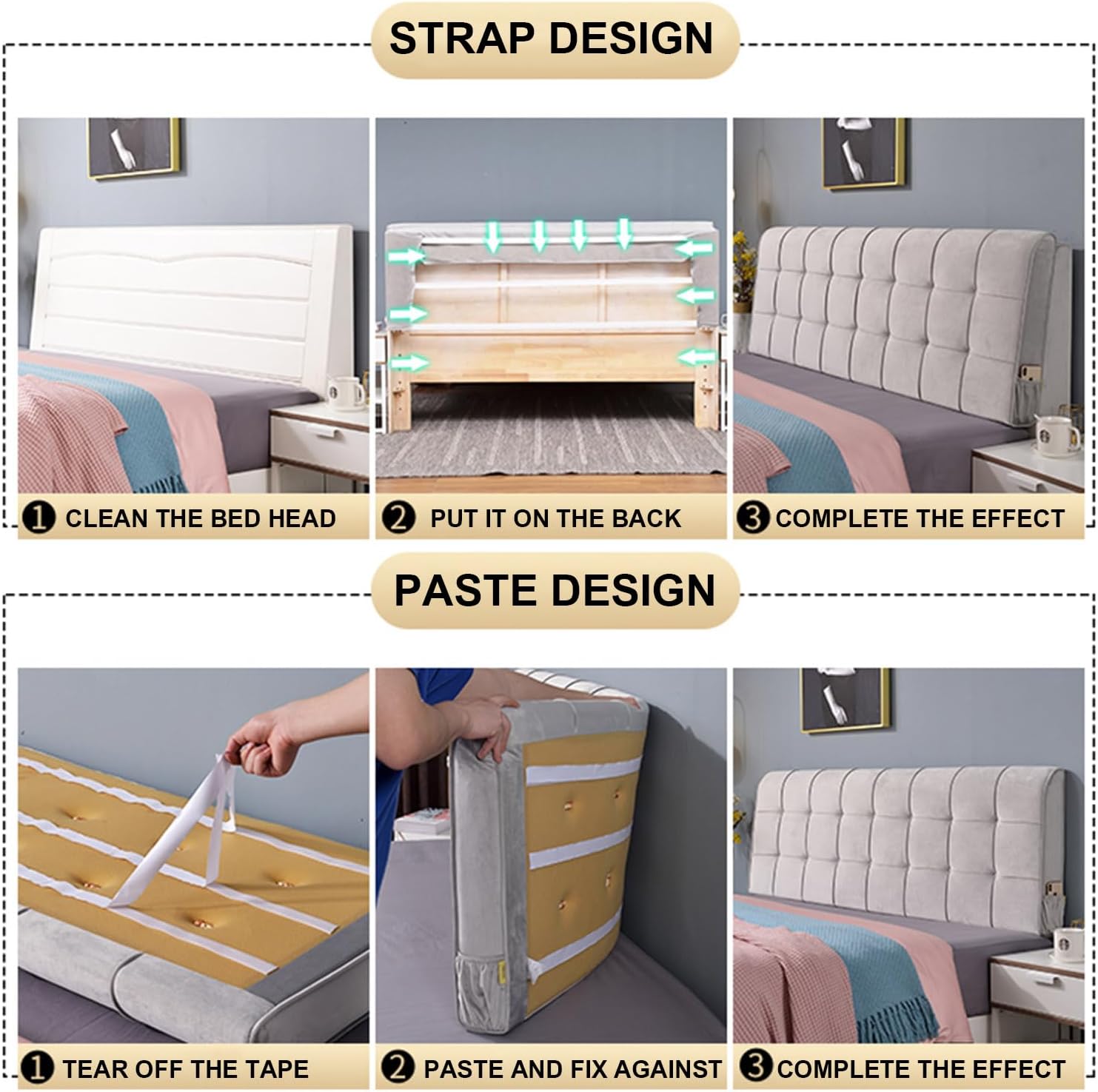 ZZYK Pink Fleece Headboard Cushion with Straps 47