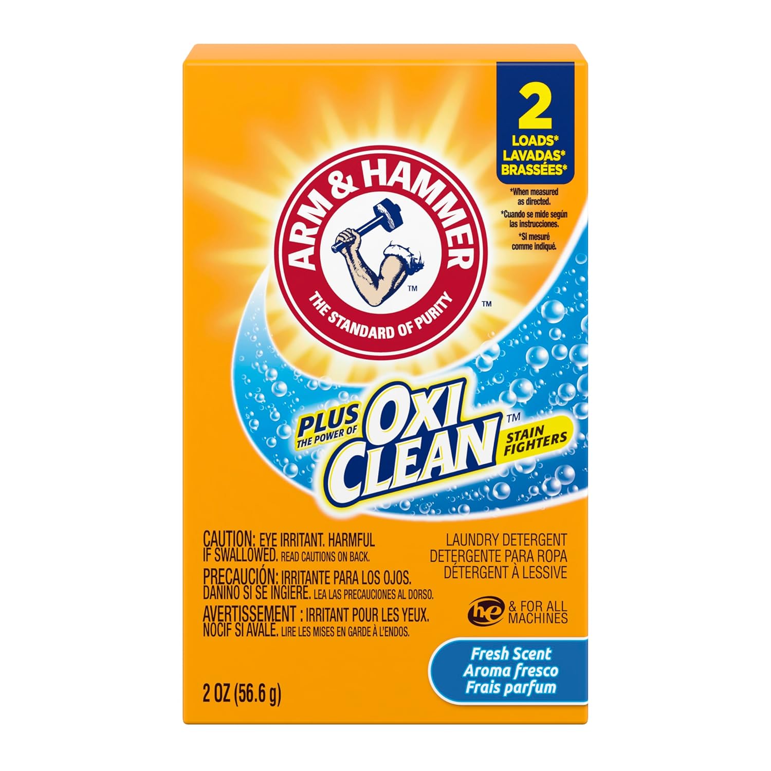 Arm Hammer Plus OxiClean Powder Detergent 2 Loads 2 oz