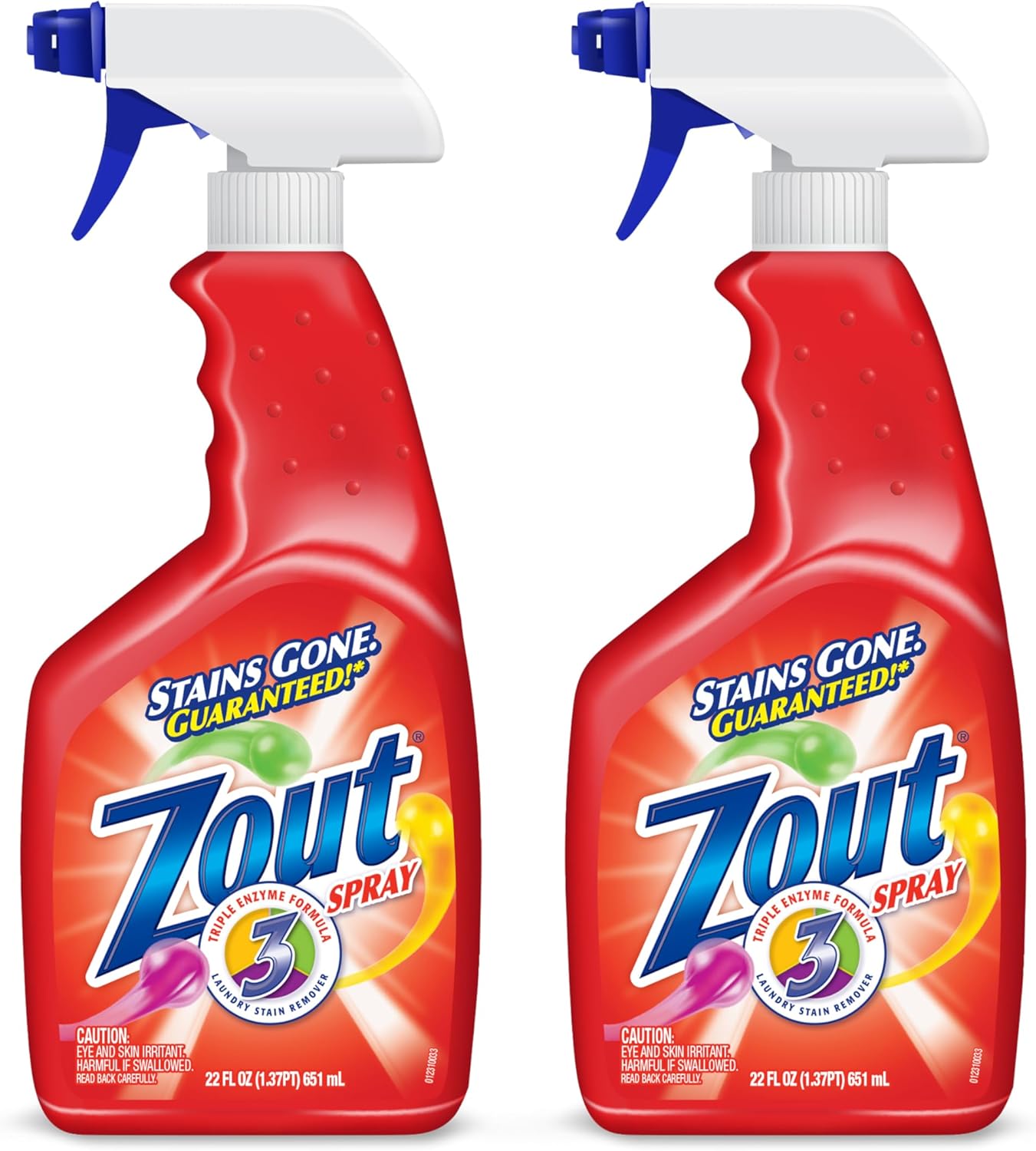 Zout Stain Remover Spray 2-Pack Triple Enzyme Made in USA