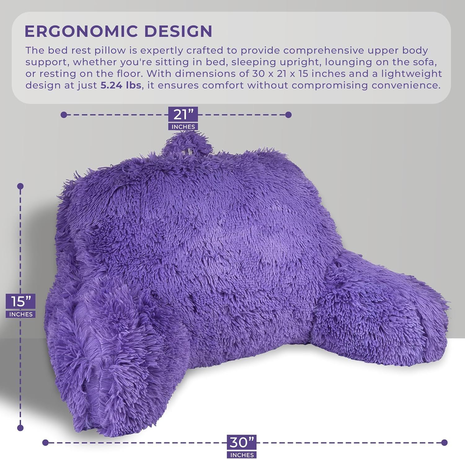 Klear Vu Shaggy Reading Pillow - Purple Rain