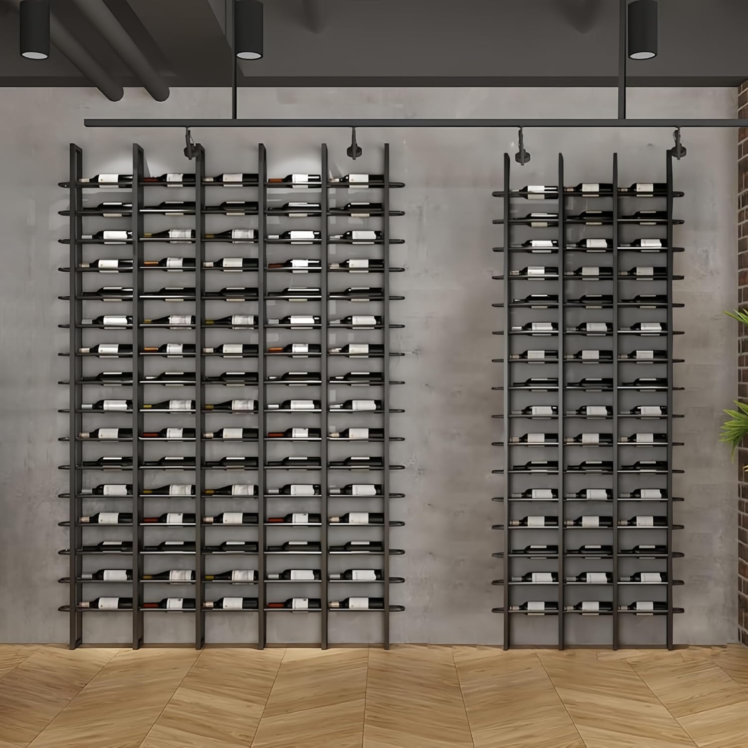 75-Bottle Vertical Wall Wine Rack Black Metal