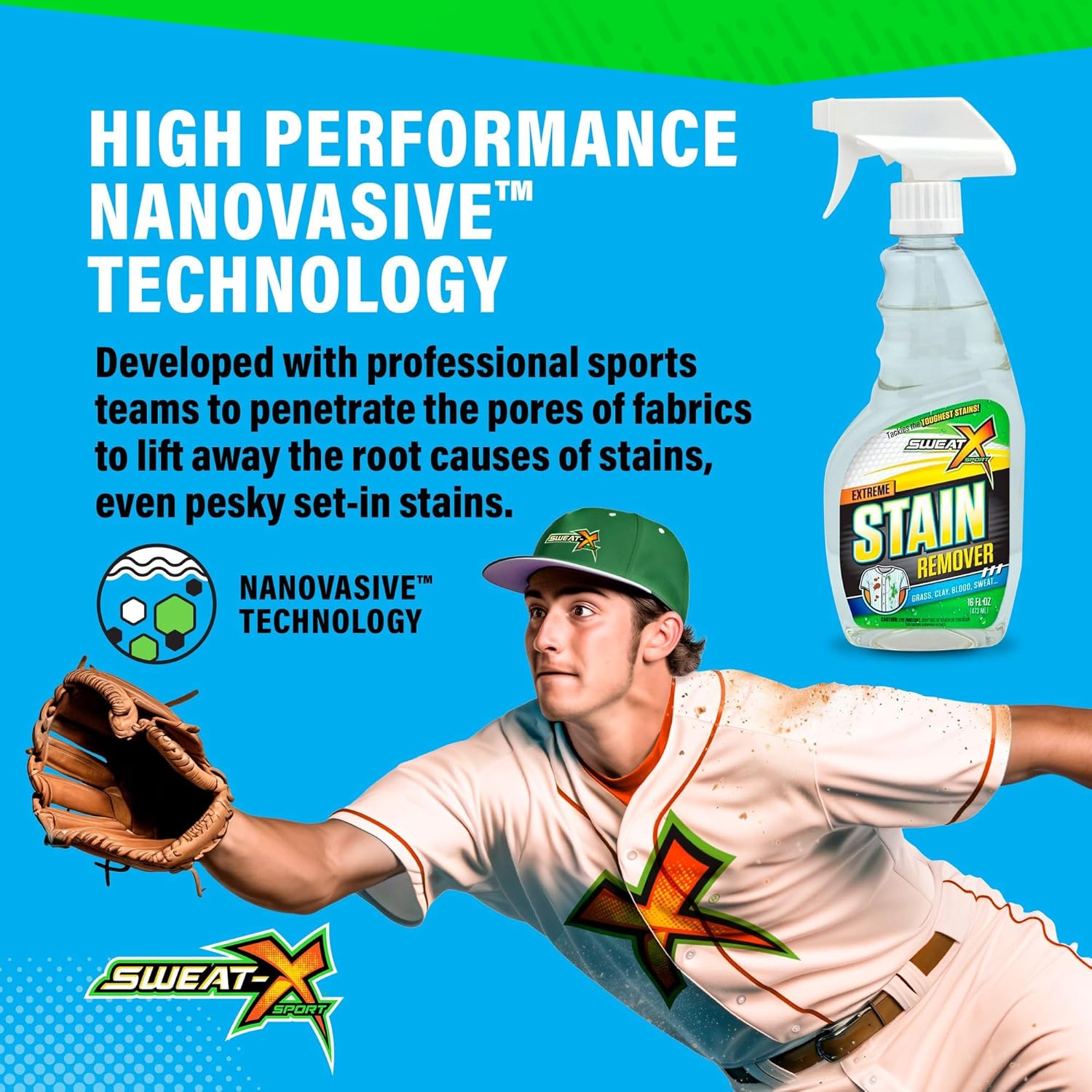 SWEATX Extreme Stain Remover 16 Fl Oz