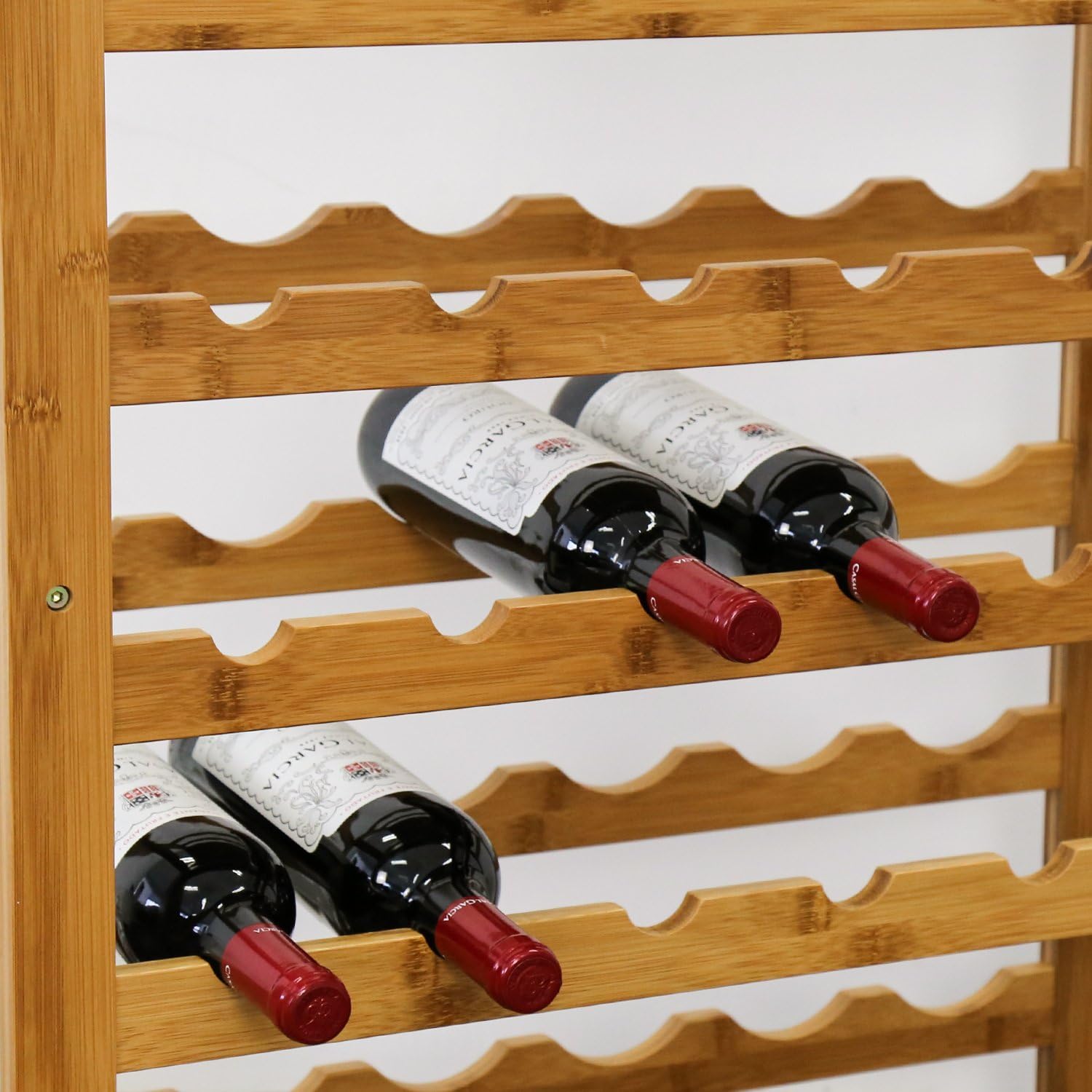 Peachtree Audio 36-Bottle Bamboo Wine Rack with Drawer 1