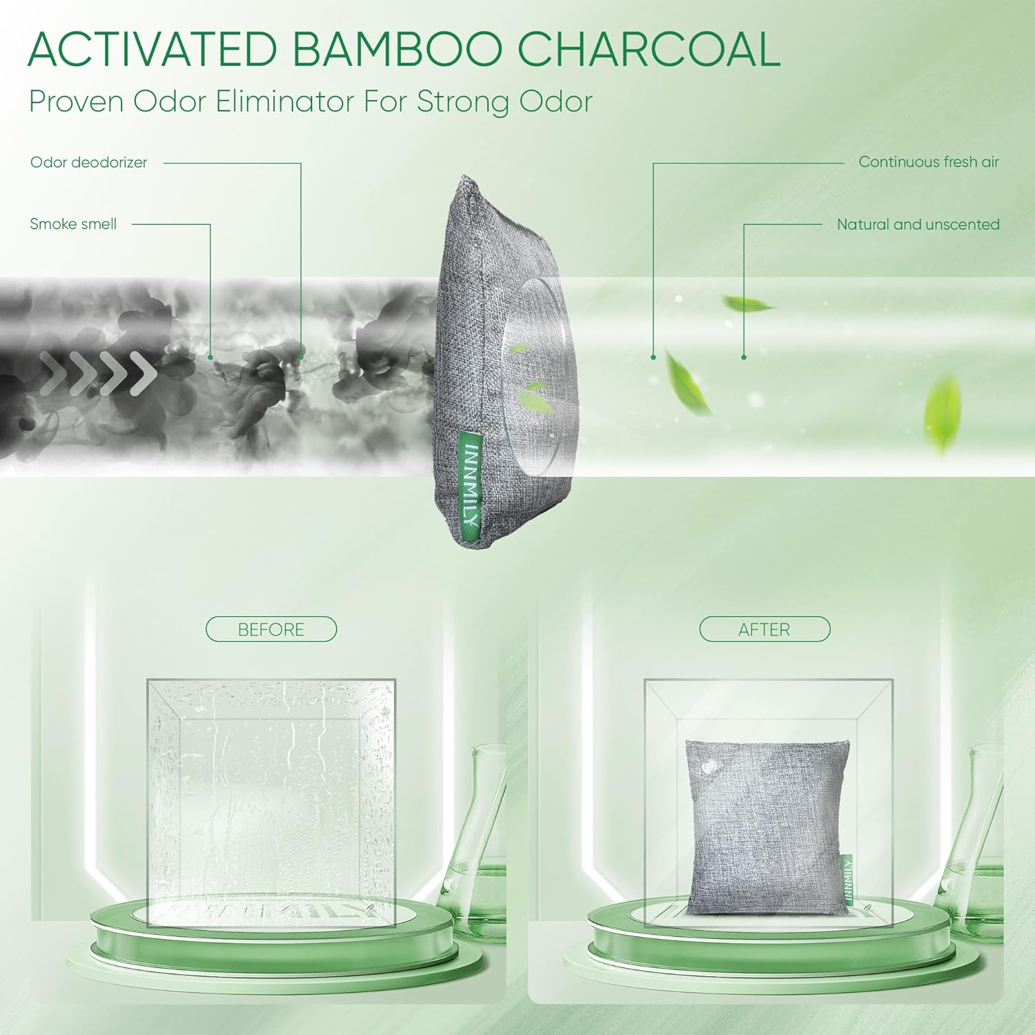 Innmily Activated Charcoal Odor Absorber 10 Pack with Hooks