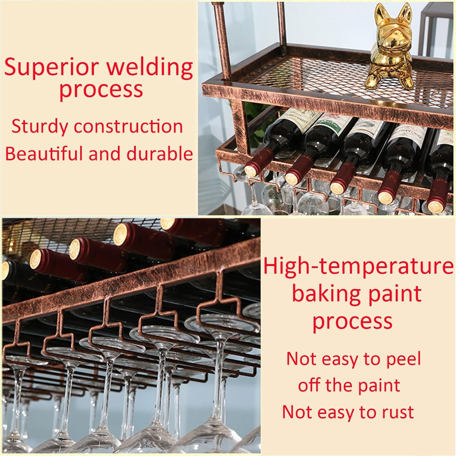 Adjustable Ceiling Wine Glass Holder with 3-Tier Design