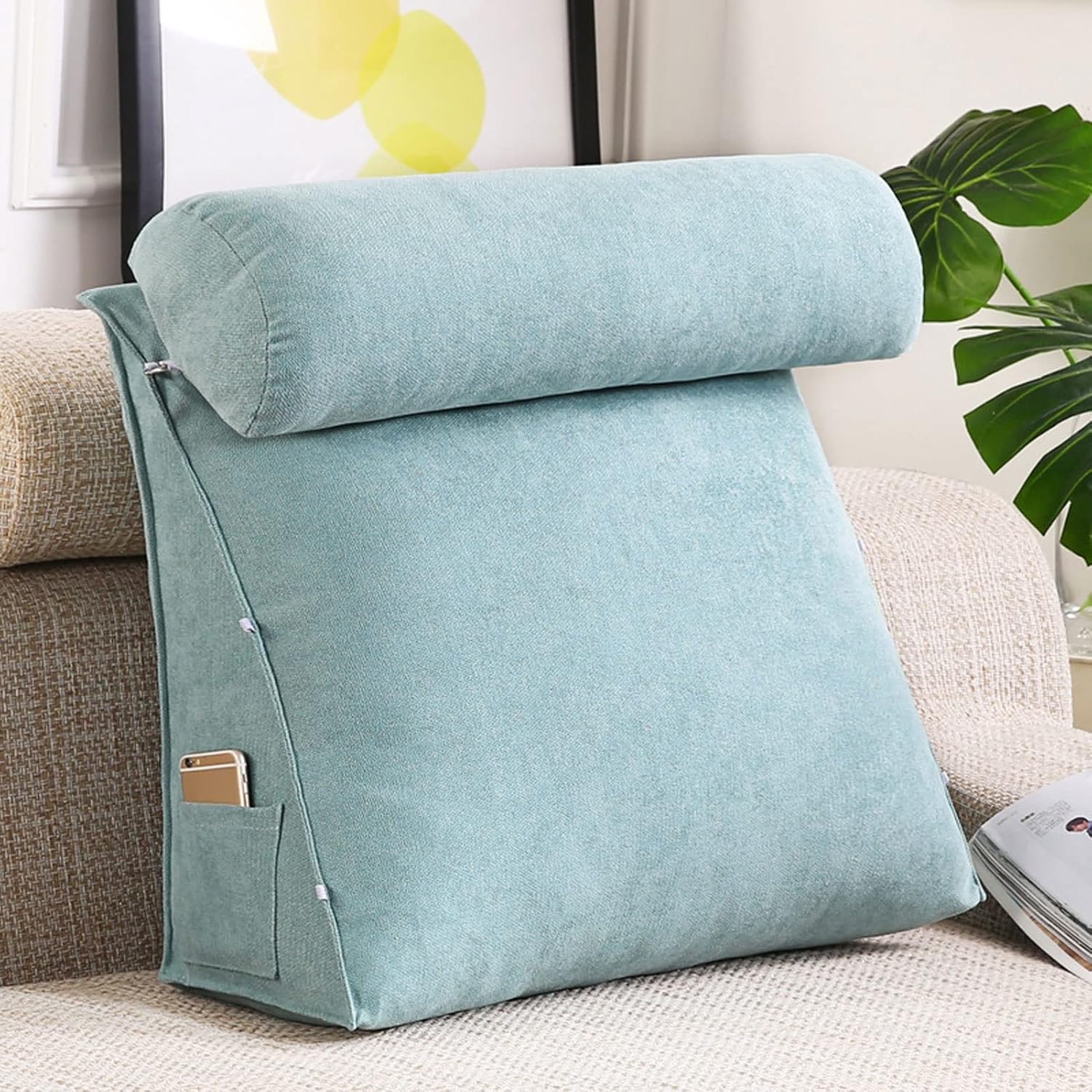 Lupsty Blue Wedge Pillow Reading Support Cushion