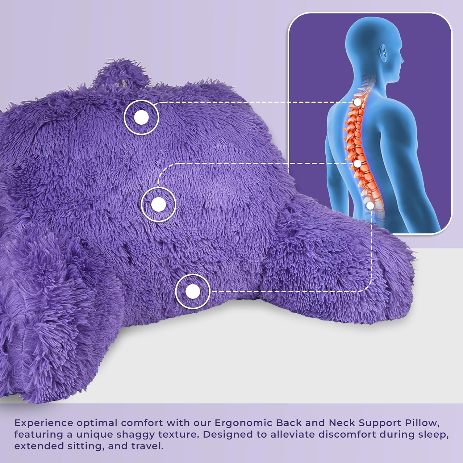 Klear Vu Shaggy Reading Pillow - Purple Rain