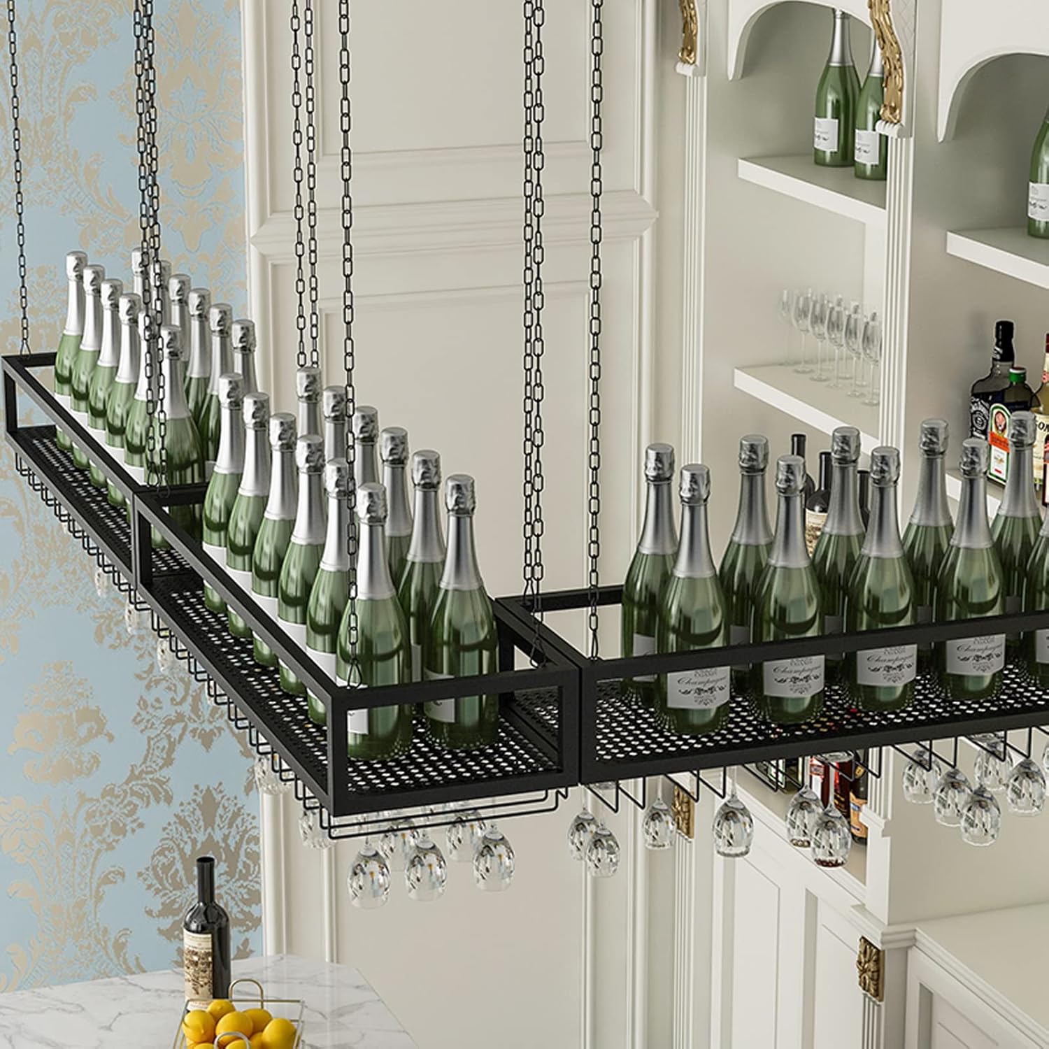 Ceiling Hanging Wine Rack with Adjustable Height