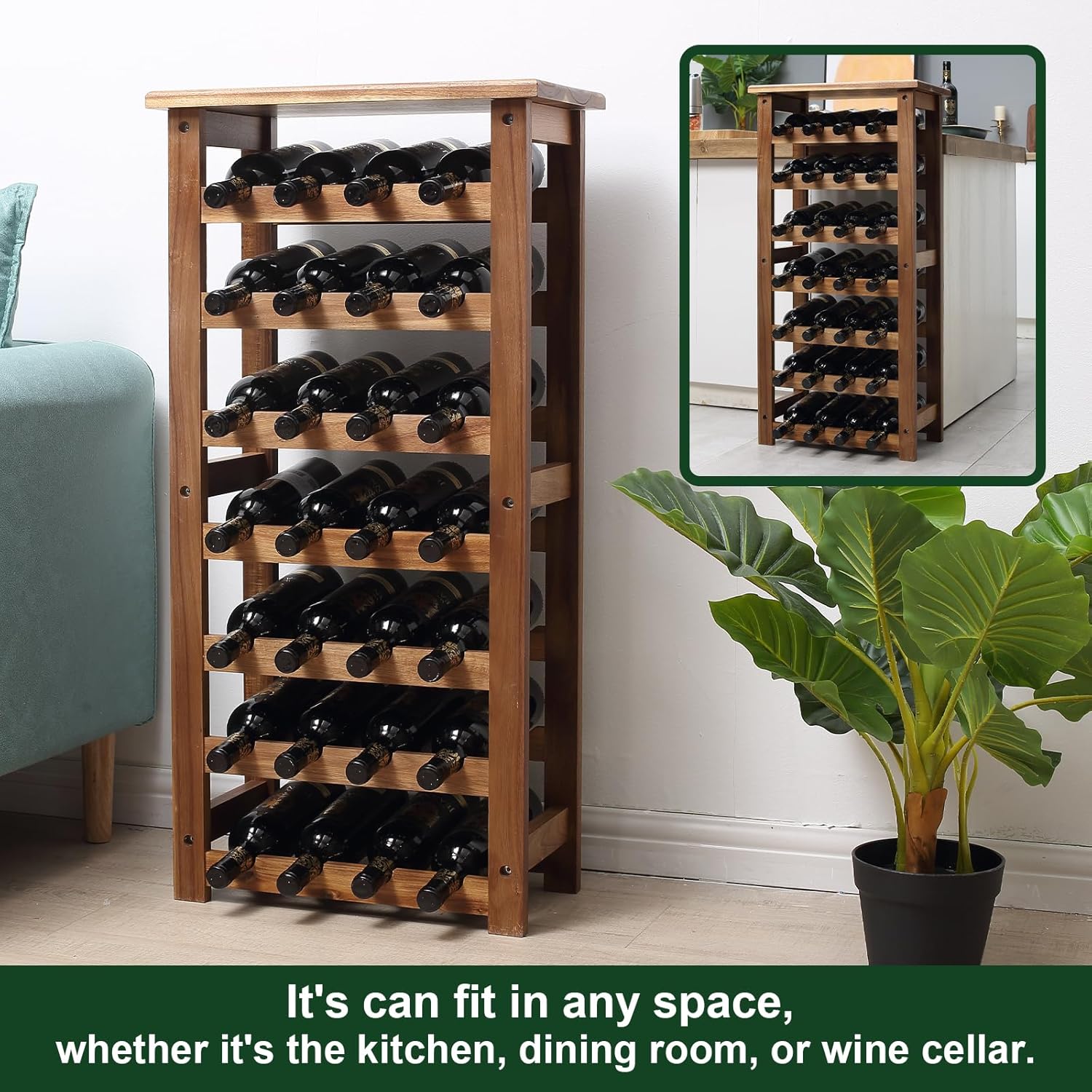 Everous 7-Tire Free Standing Wine Rack 28 Bottles Holder