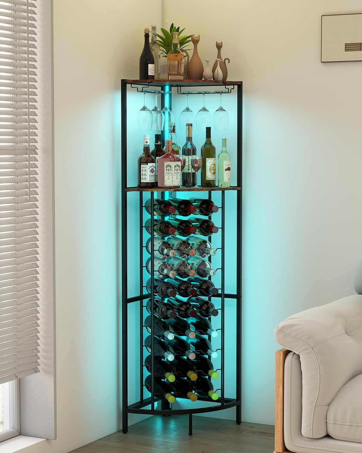 Baoz 30 Bottle Corner Wine Cabinet with LED Light