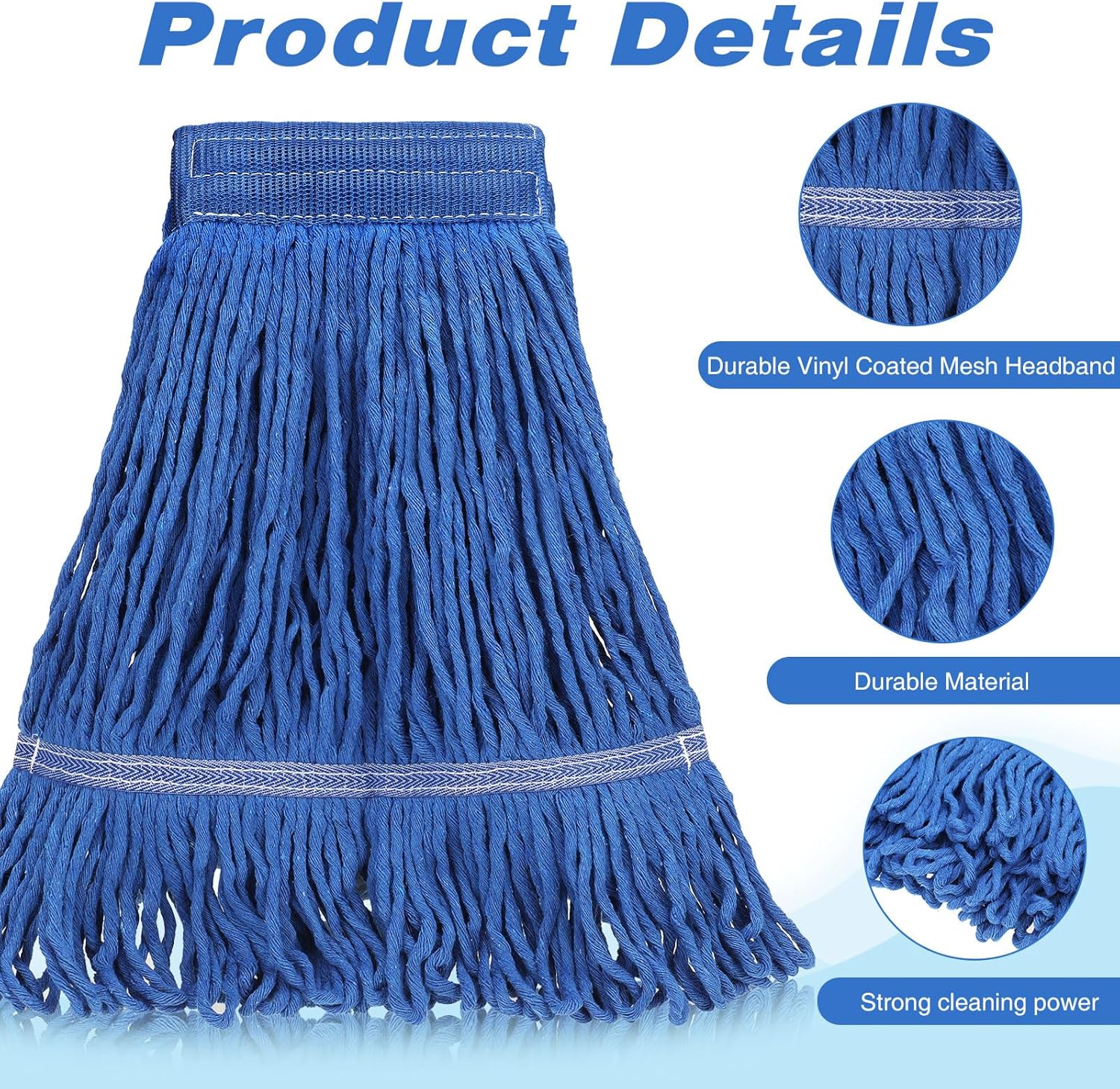 Nuogo 40 Pcs Heavy Duty Mop Head Refills Blue