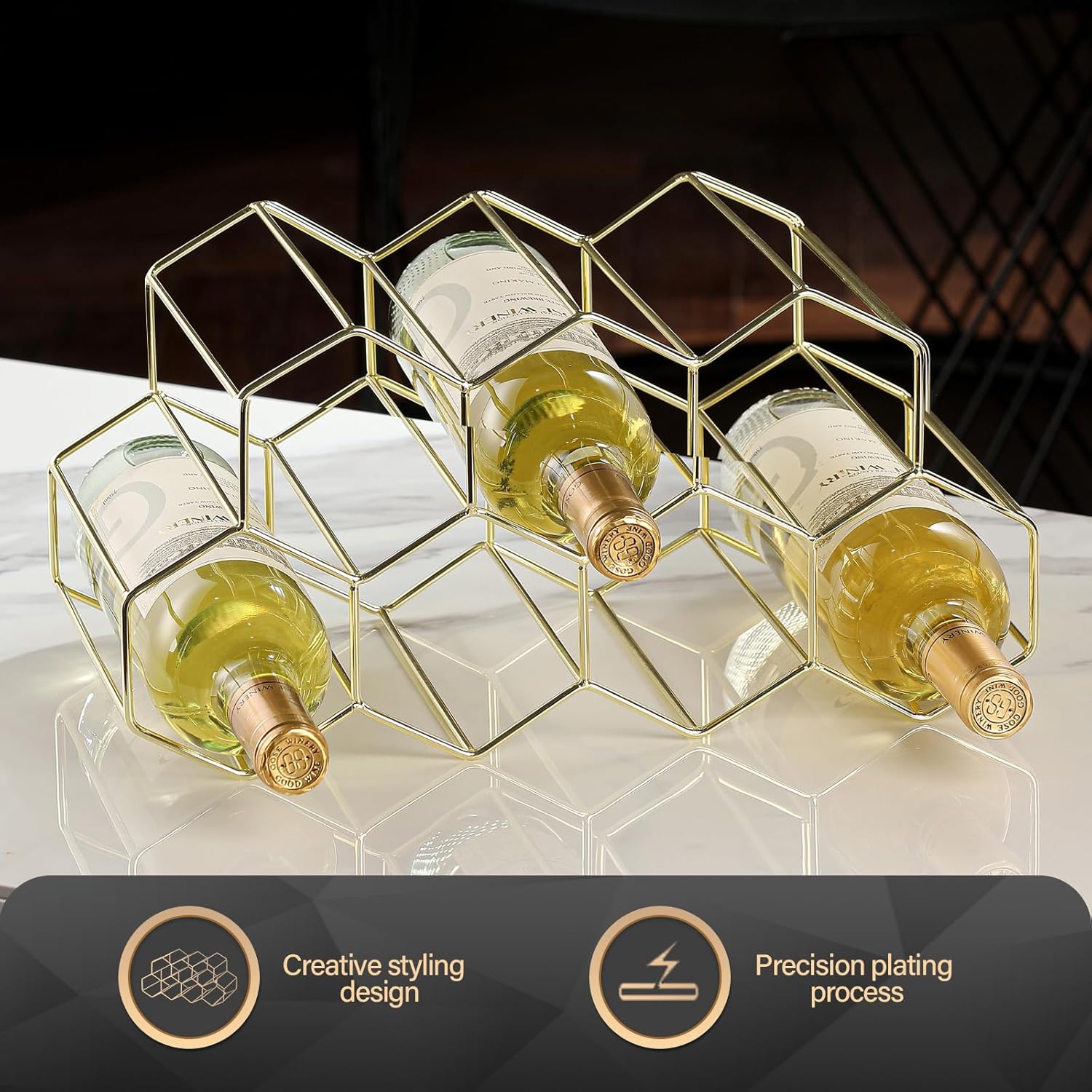Drincarier 9 Bottle Countertop Wine Rack - Gold Metal 2 Tier