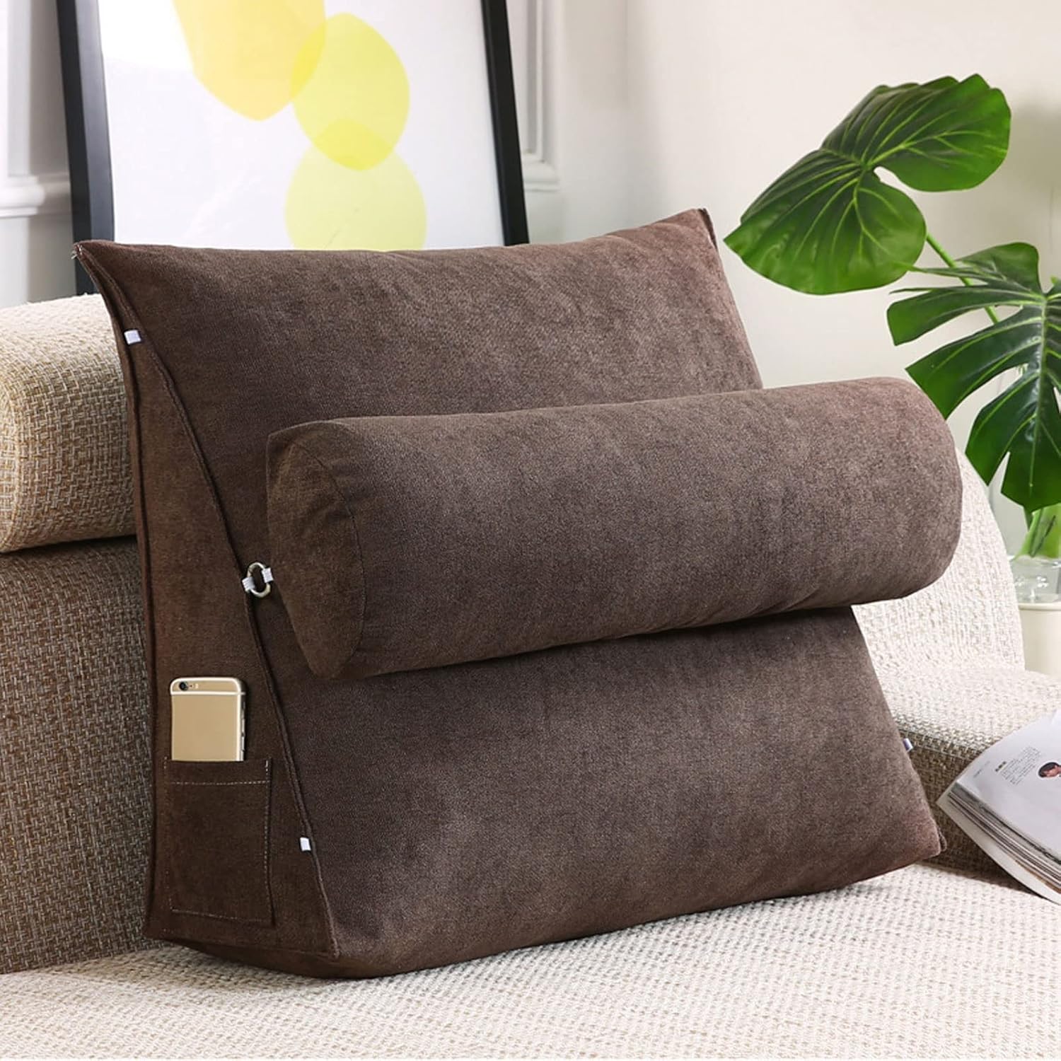 Karnado Brown Wedge Pillow for Reading and Bed Support 1