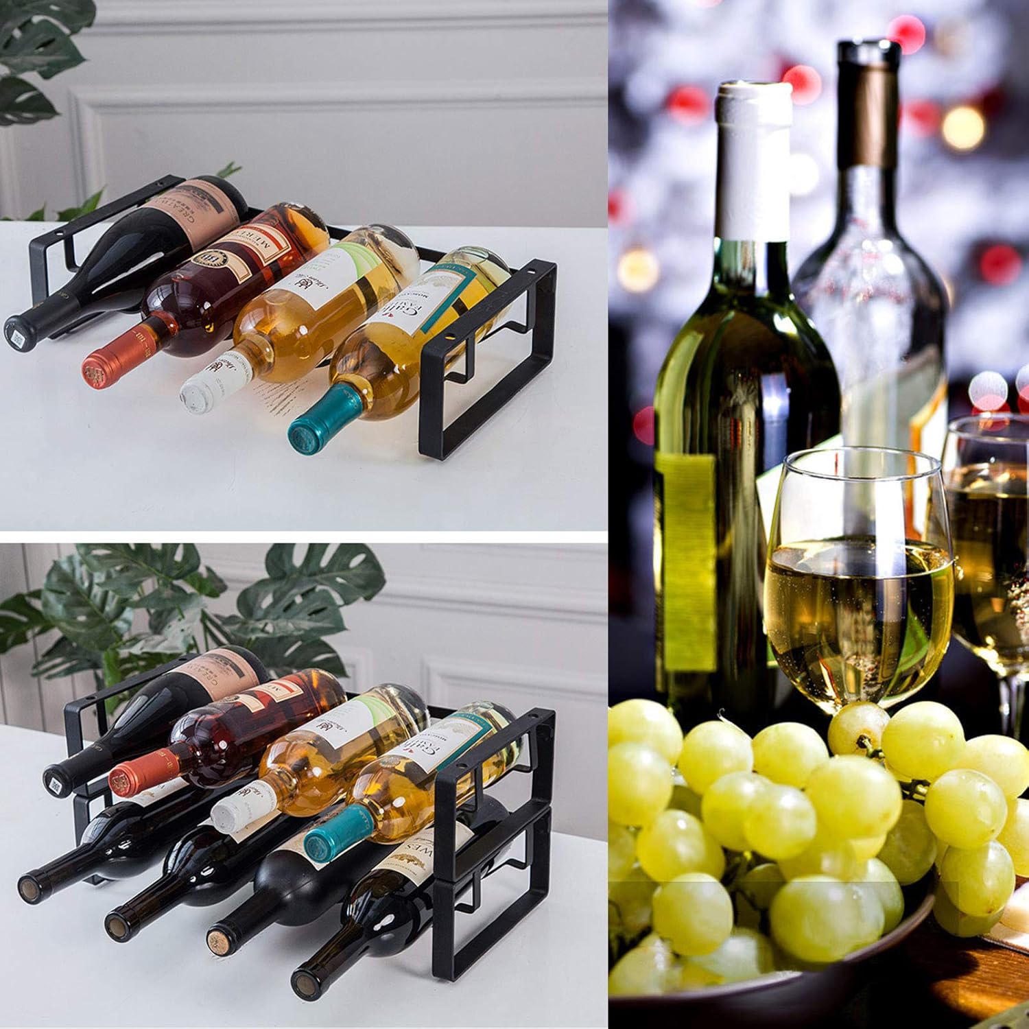 3 Tier 12 Bottles Wine Storage Rack Black Gold