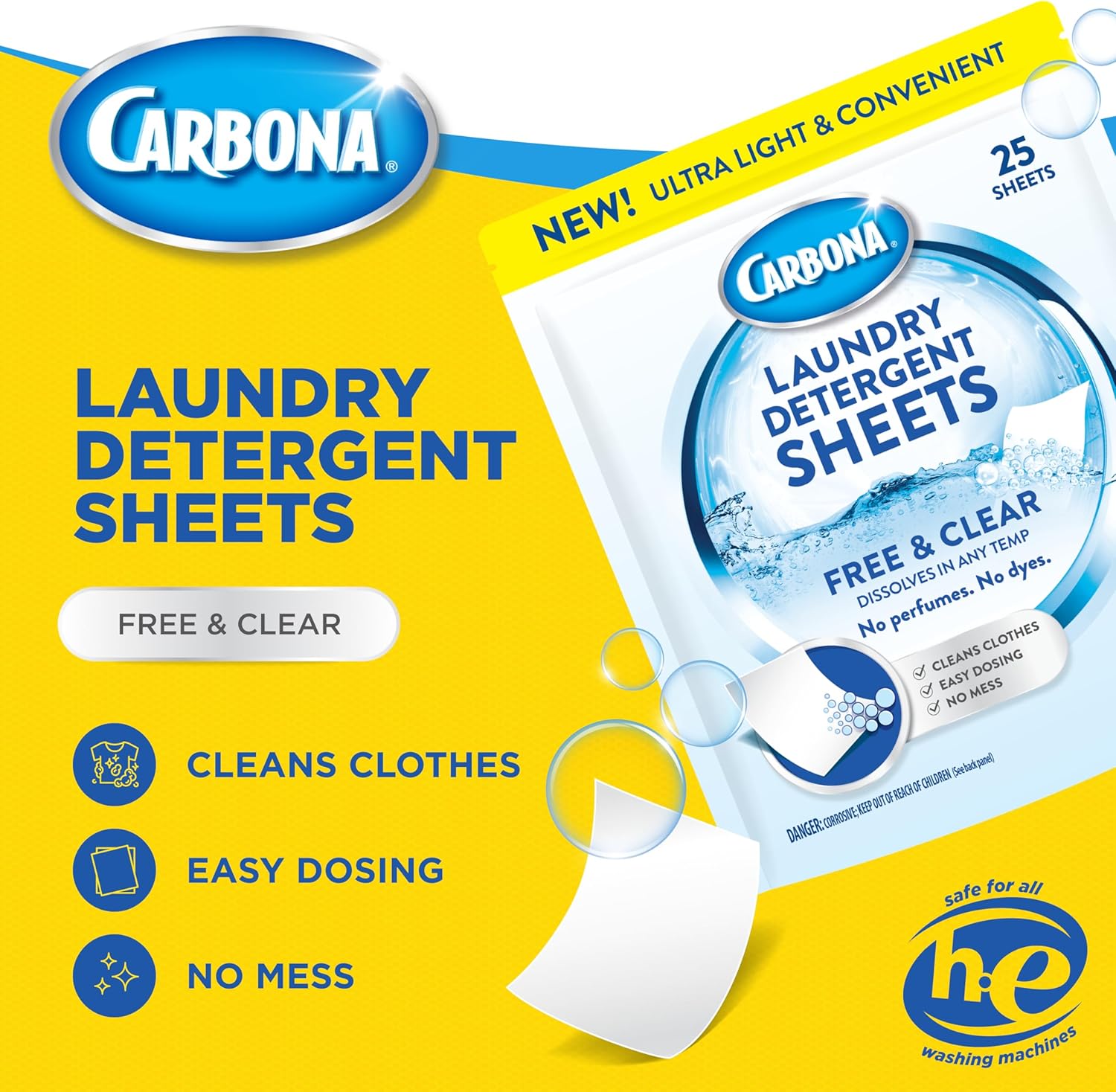 Carbona Laundry Detergent Sheets - 25 Sheets for 50 Loads