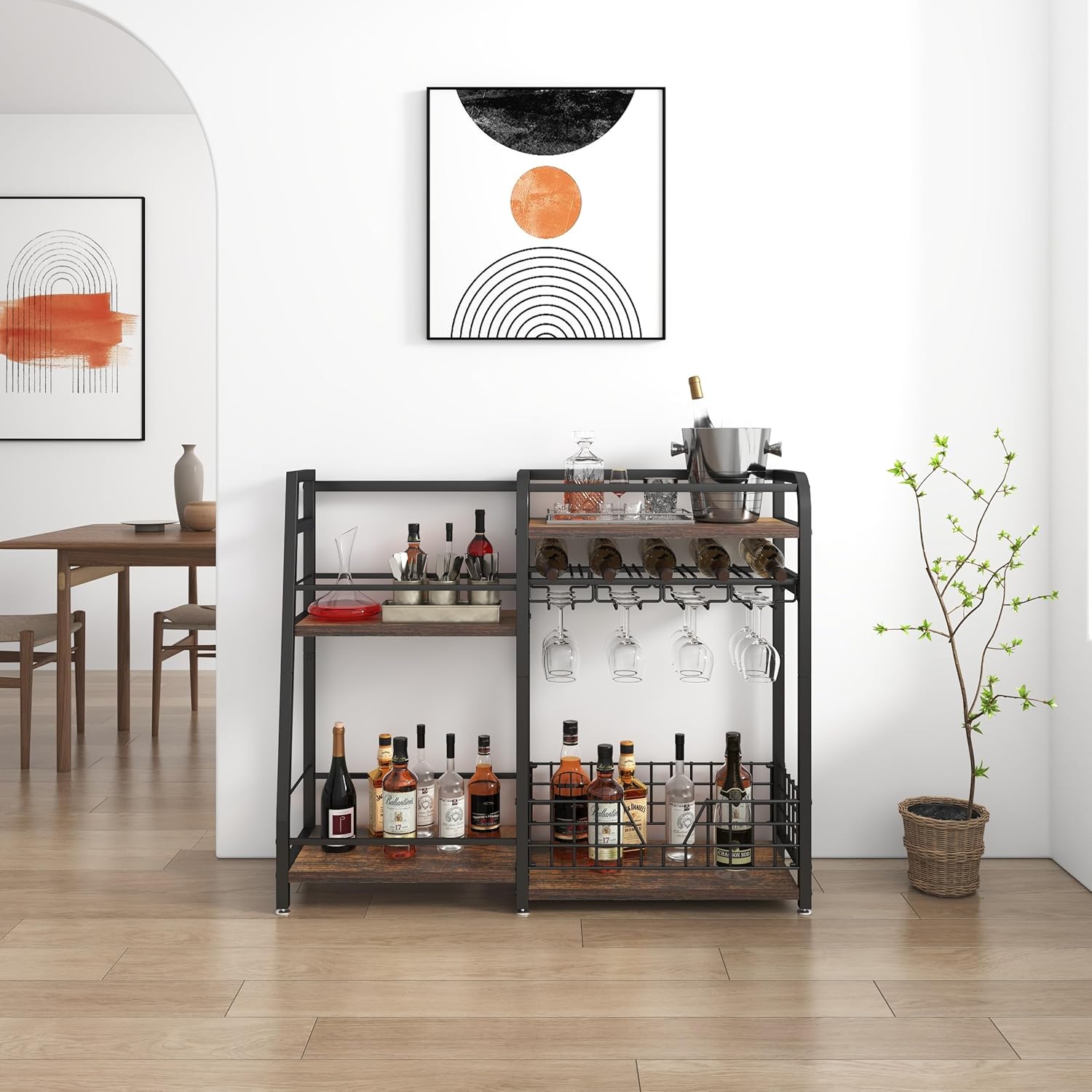 Modern Wine Rack with LED Lights 4 Rows
