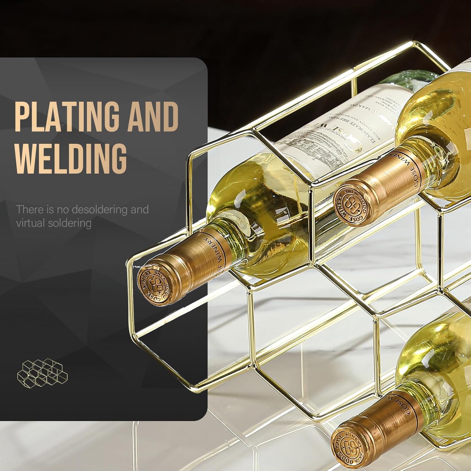Drincarier 9 Bottle Countertop Wine Rack - Gold Metal 2 Tier