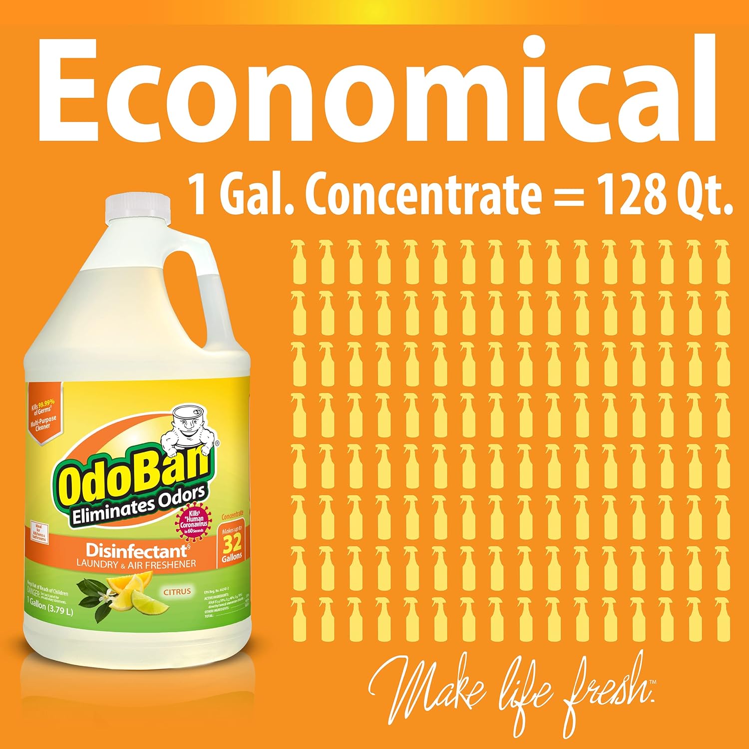 OdoBan Ready-to-Use Disinfectant with Citrus Scent 32 oz 1 Gallon Set