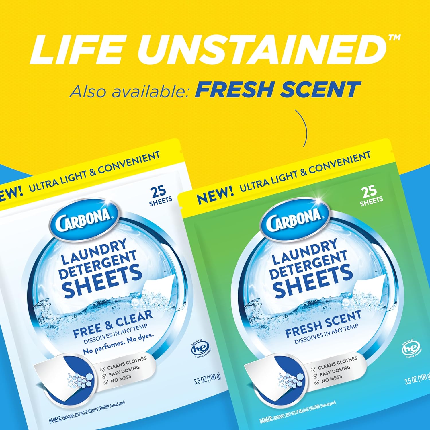 Carbona Laundry Detergent Sheets - 25 Sheets for 50 Loads
