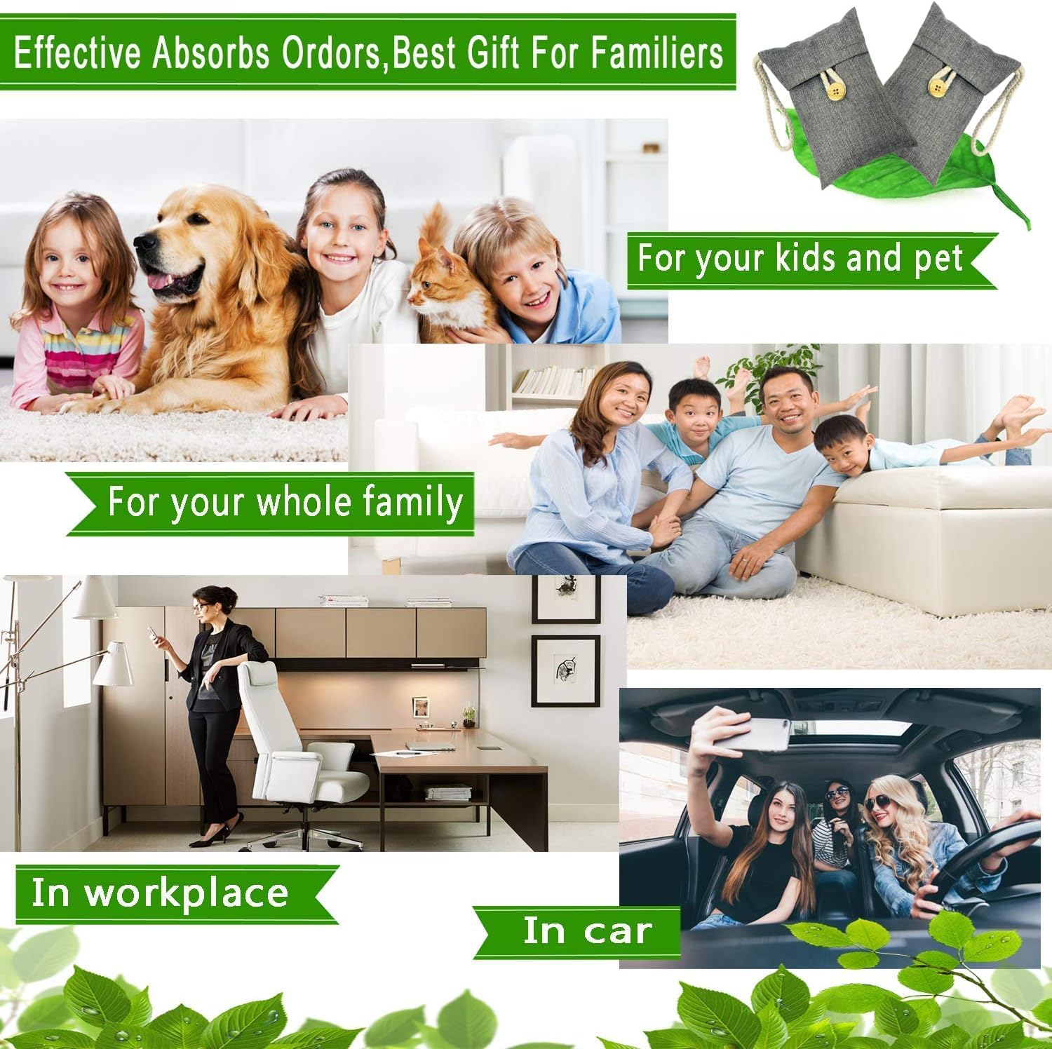 Charcoal Bags 15Packs100g Odor Absorber for Home Car
