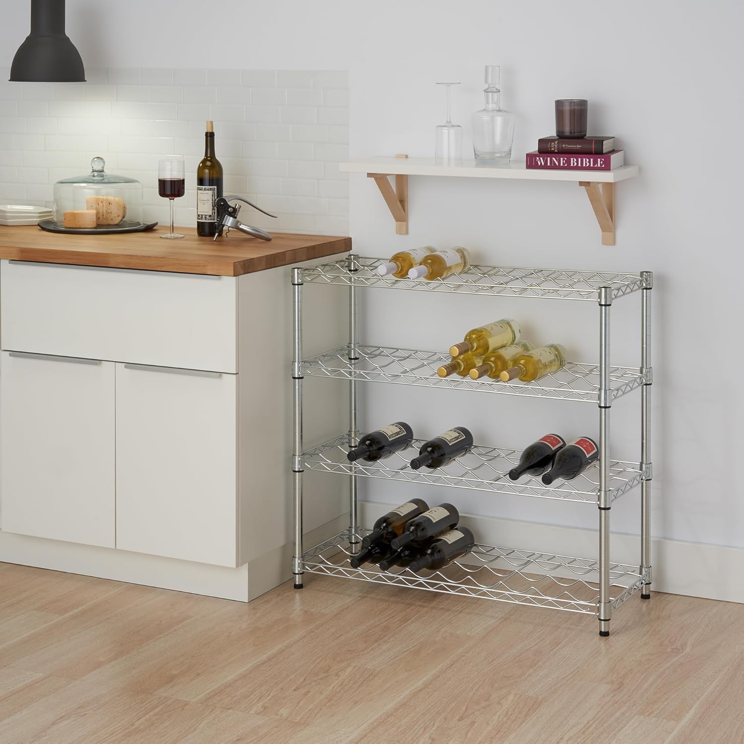 TRINITY 4-Tier Adjustable Wine Rack Freestanding Chrome