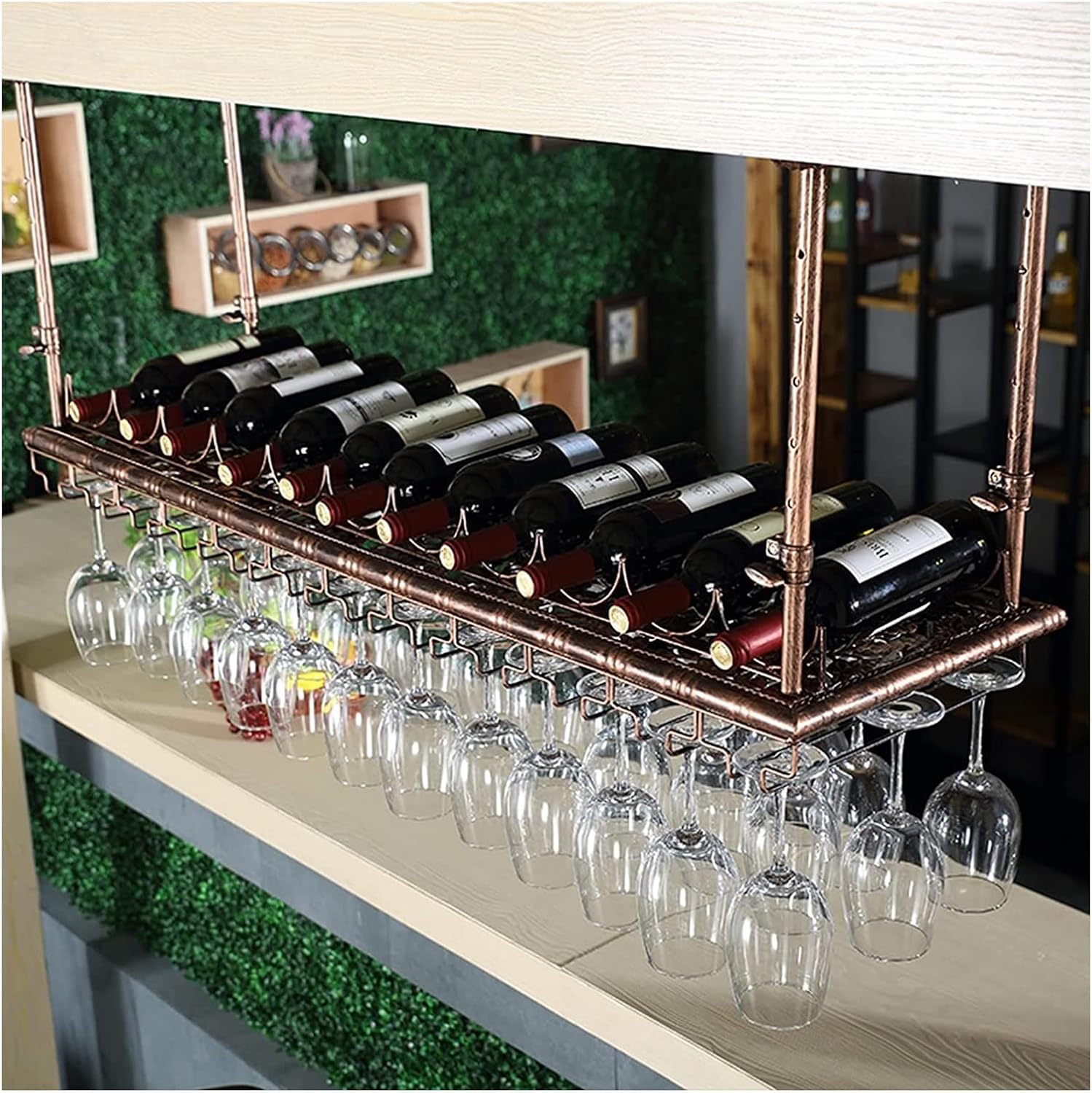 ALDEPO Wall-Mounted Wine Rack with Glass Holder