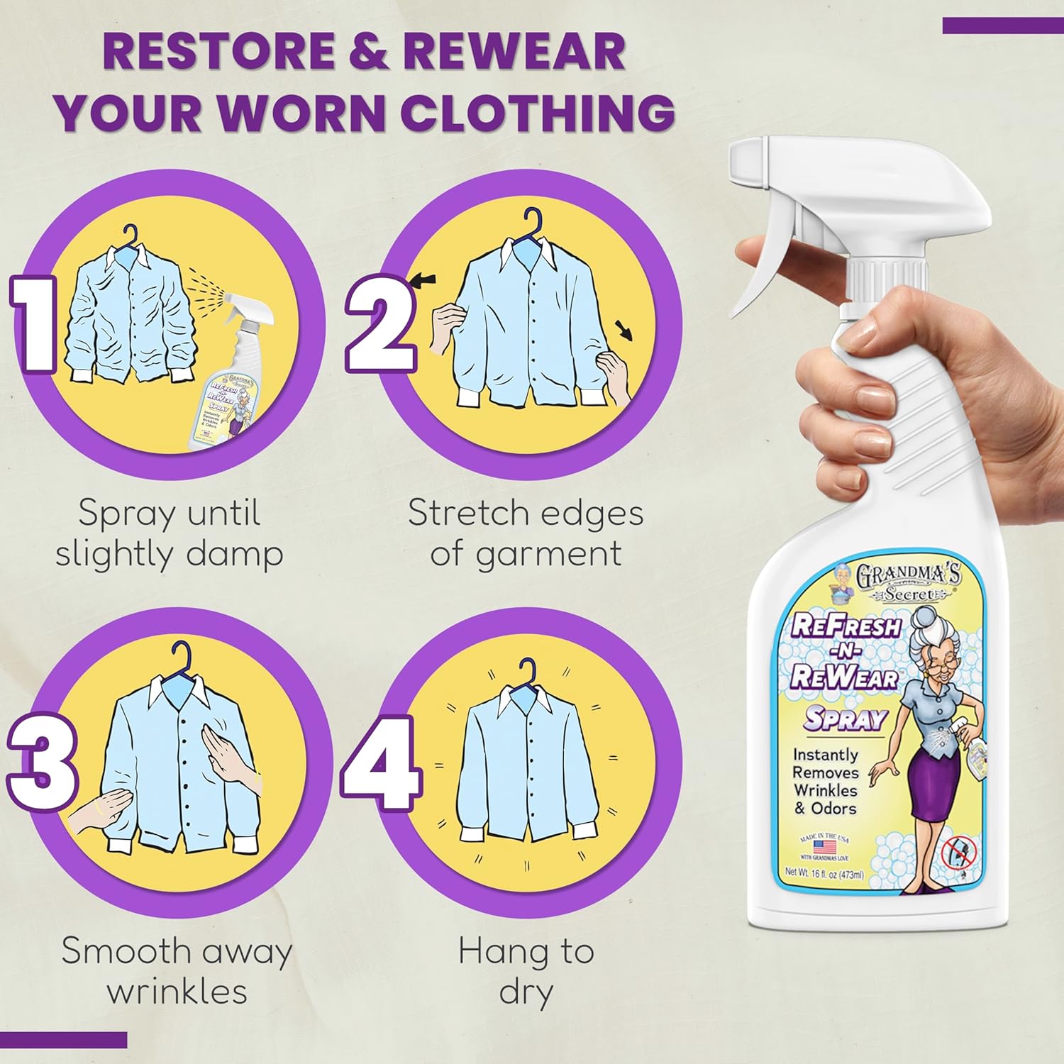 Grandmas Secret Refresh N ReWear Spray - 2 Pack
