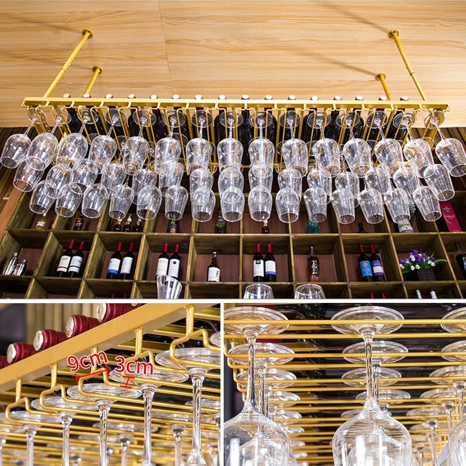 Suuim Adjustable Wine Glass Holder with Storage