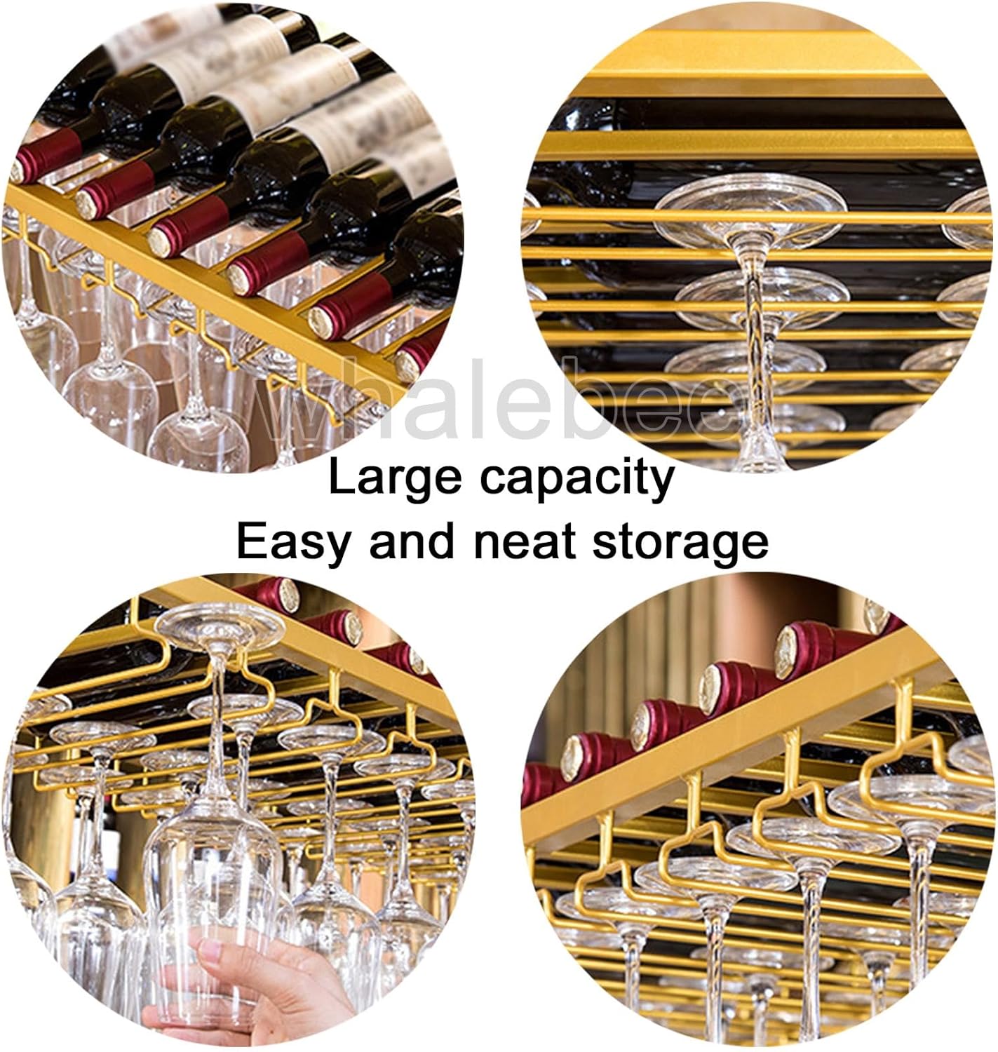 Whalebee Adjustable Wine Glass Holder Metal Rack