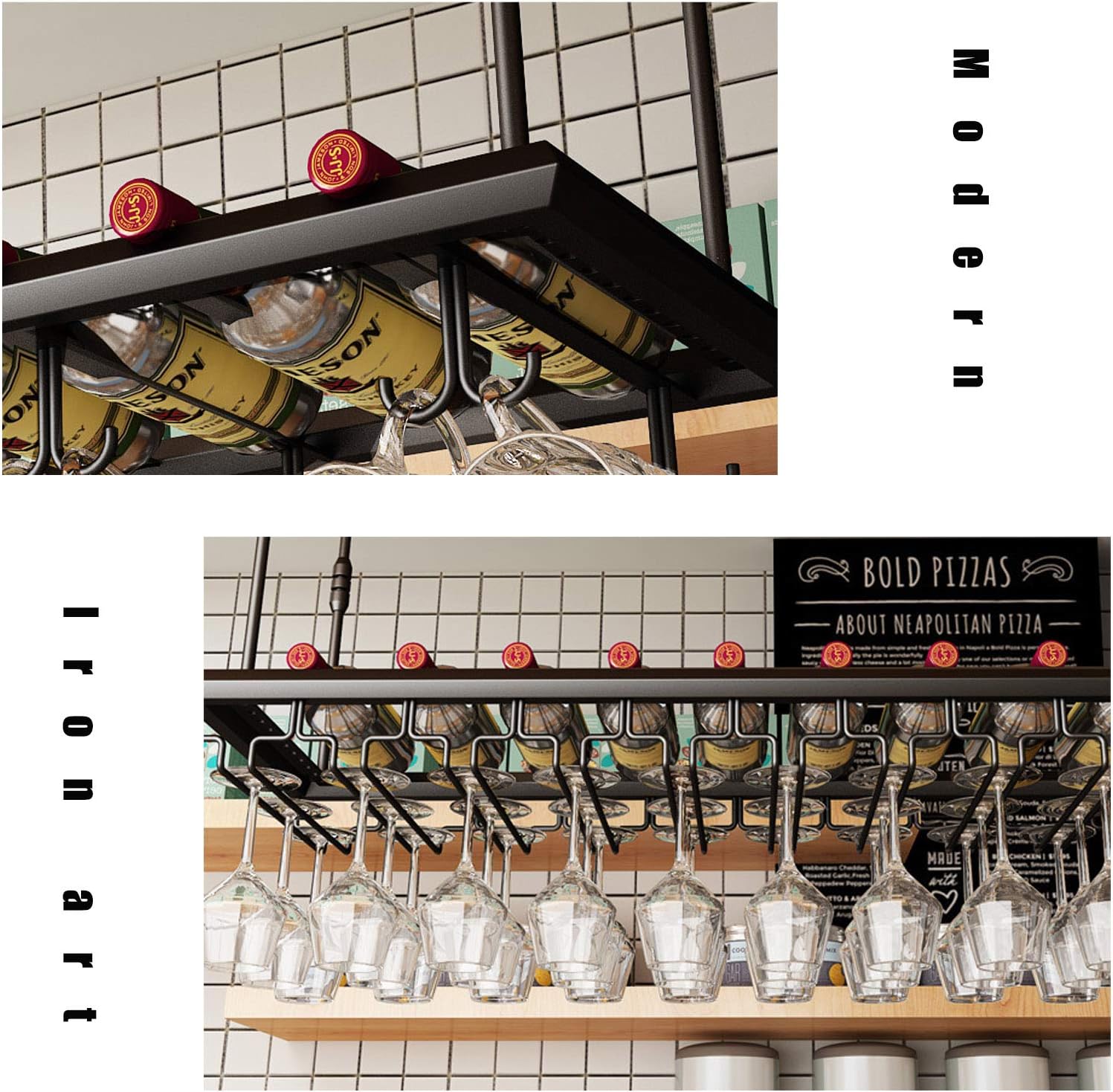 Iron Wine Glass Hanging Rack for Kitchen Restaurant Cafe
