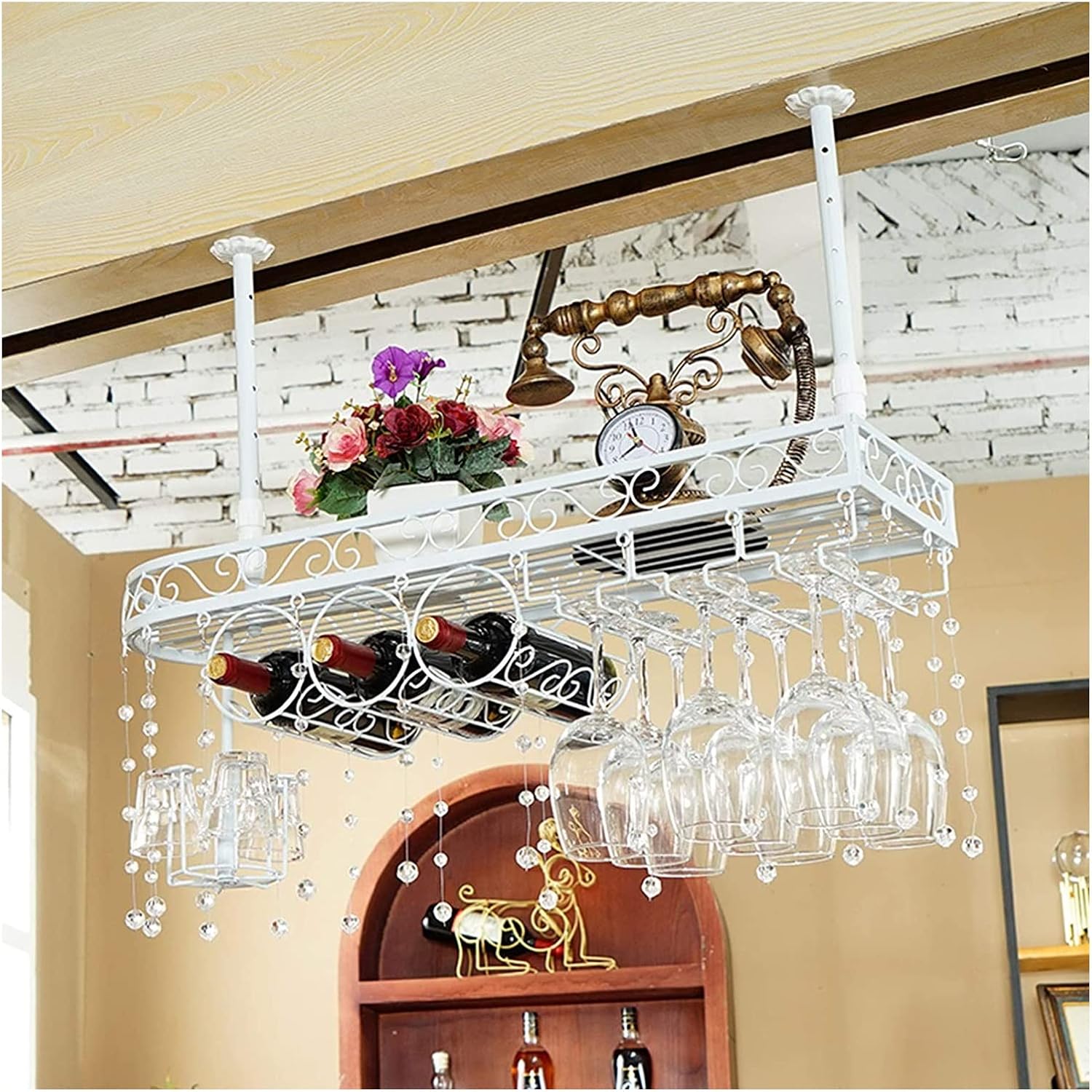ALDEPO Floating Wine Rack Wall Holder - Black Light Green 80x25cm