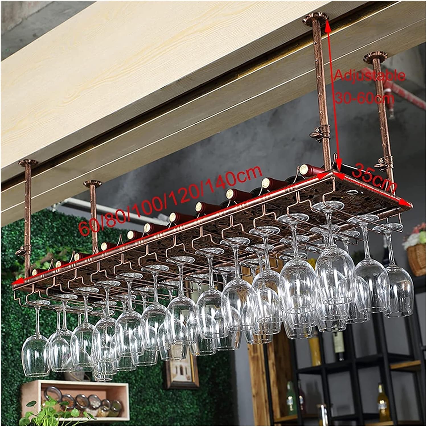 ALDEPO Wall-Mounted Wine Rack with Glass Holder