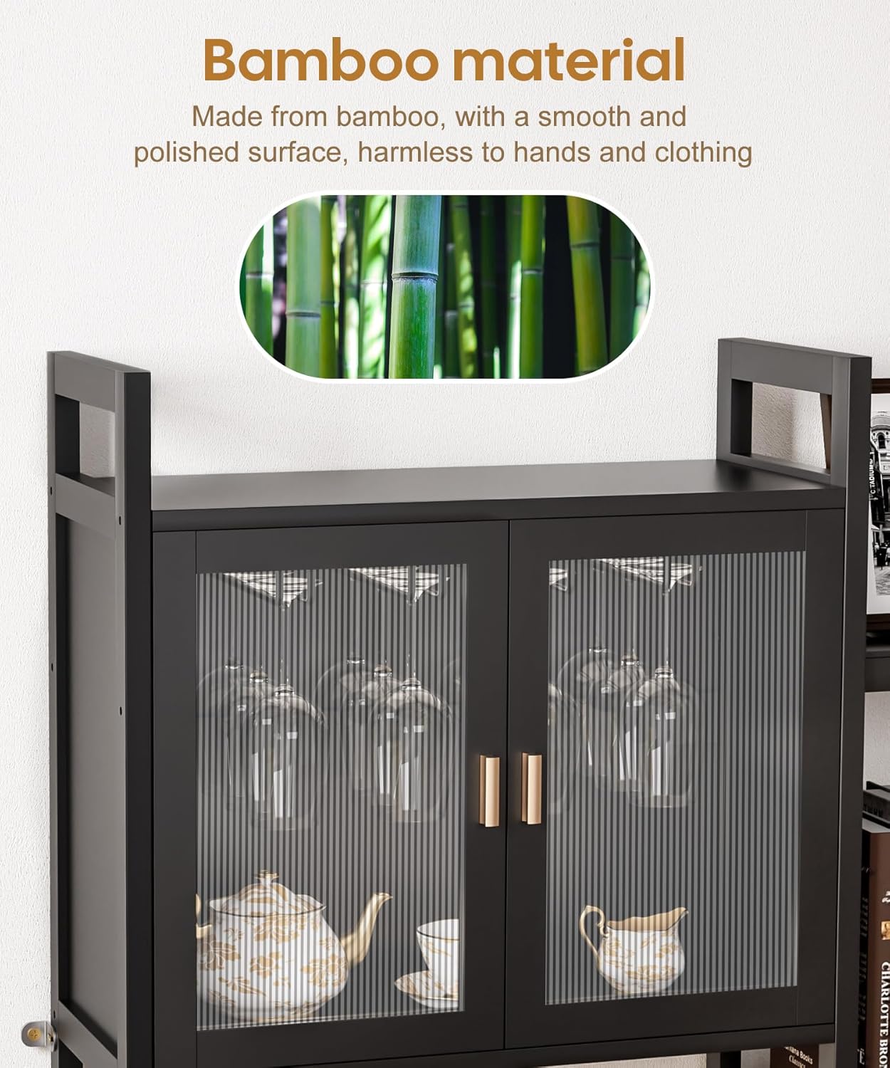 Cozivolife 4-Tier Freestanding Wine Cabinet Black