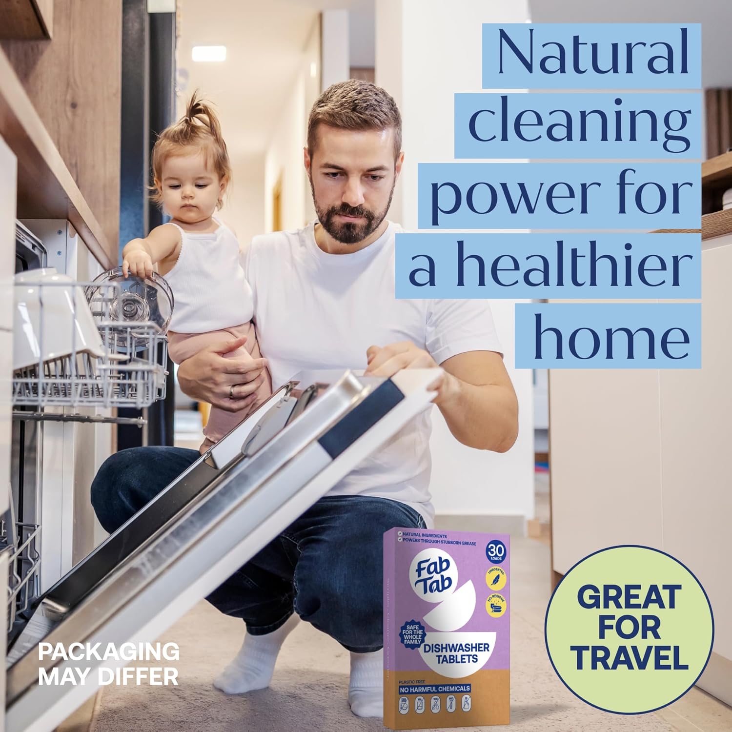 Fab Tab Dishwasher Tablets Unscented Plastic Free No Residue Family Safe
