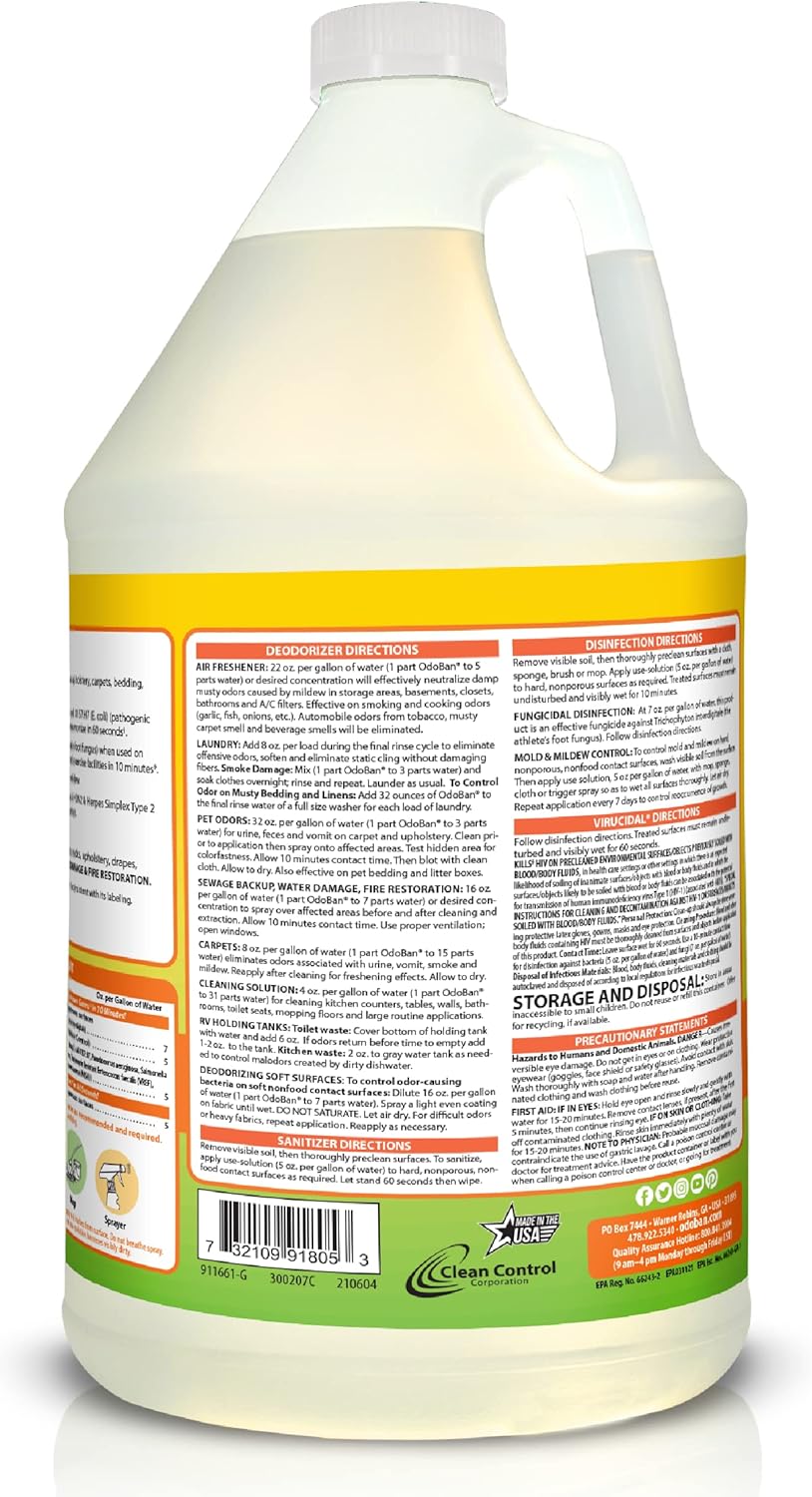 OdoBan Ready-to-Use Disinfectant with Citrus Scent 32 oz 1 Gallon Set
