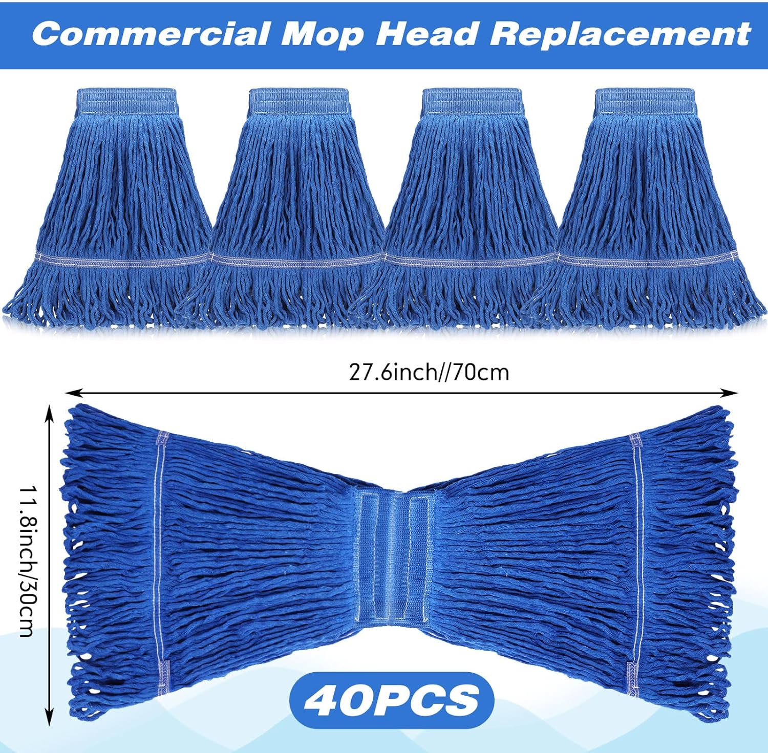 Nuogo 40 Pcs Heavy Duty Mop Head Refills Blue