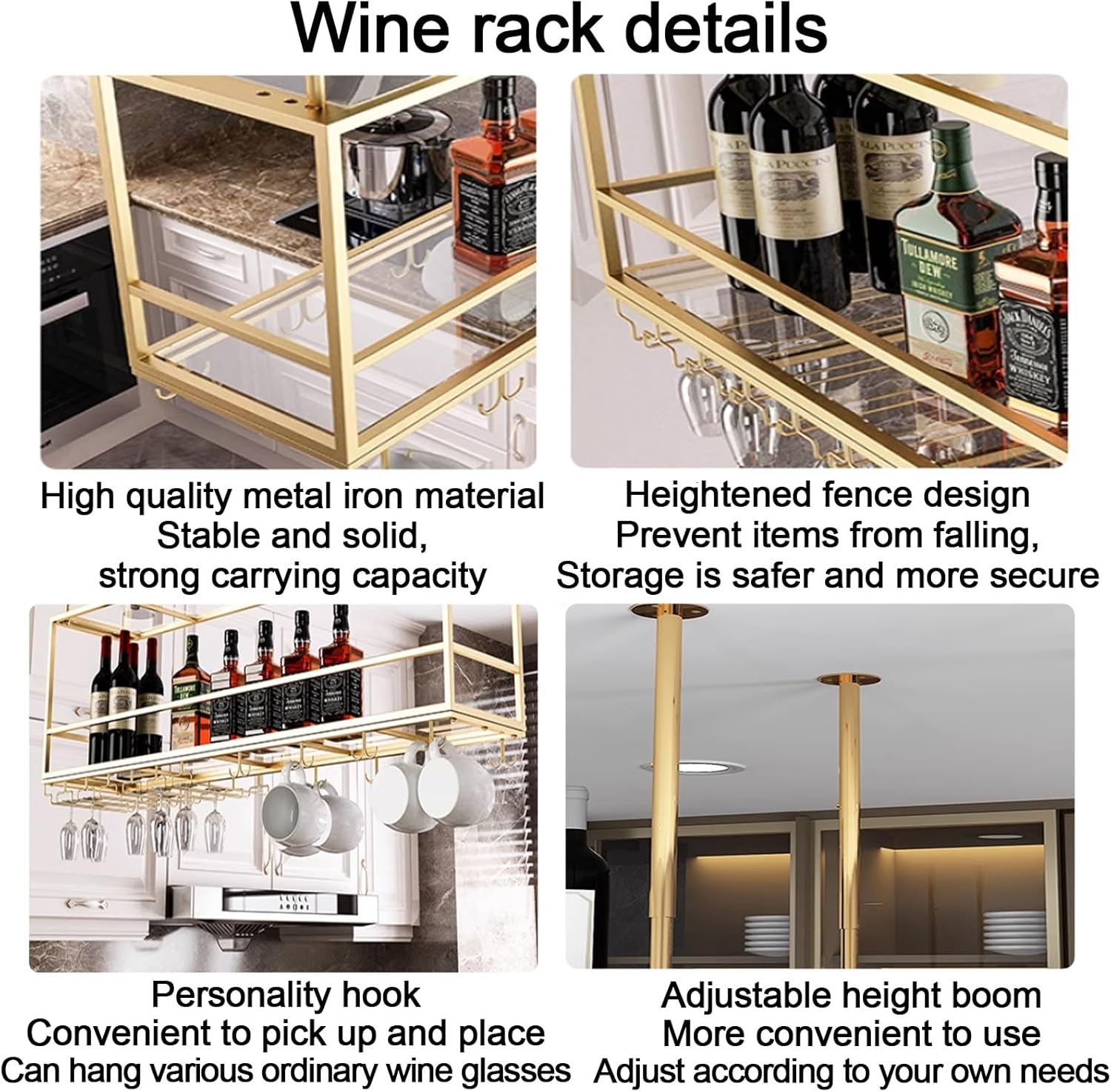 SDdPulse Gold Wall-Mounted Wine Rack