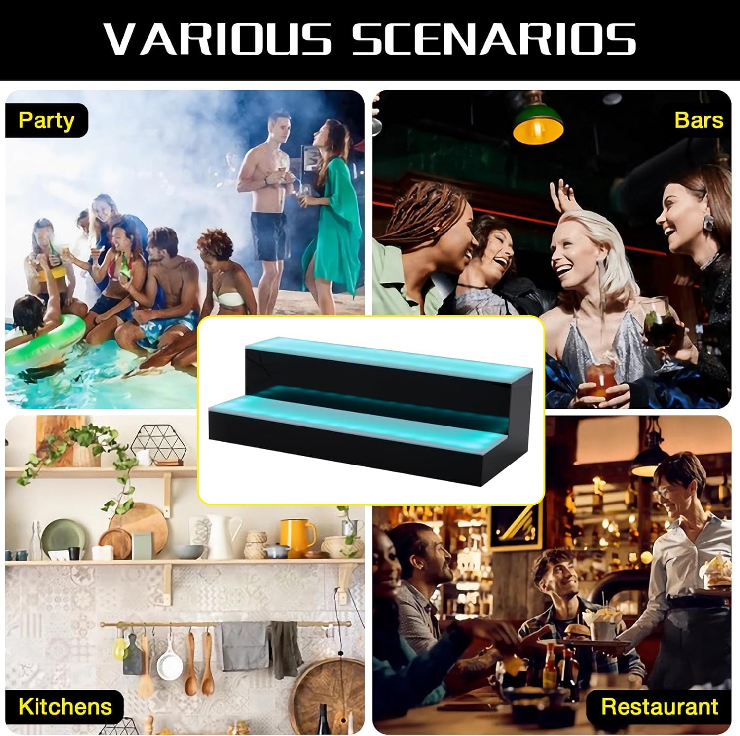 LED Lighted Liquor Bottle Display Shelf with Remote and App Control
