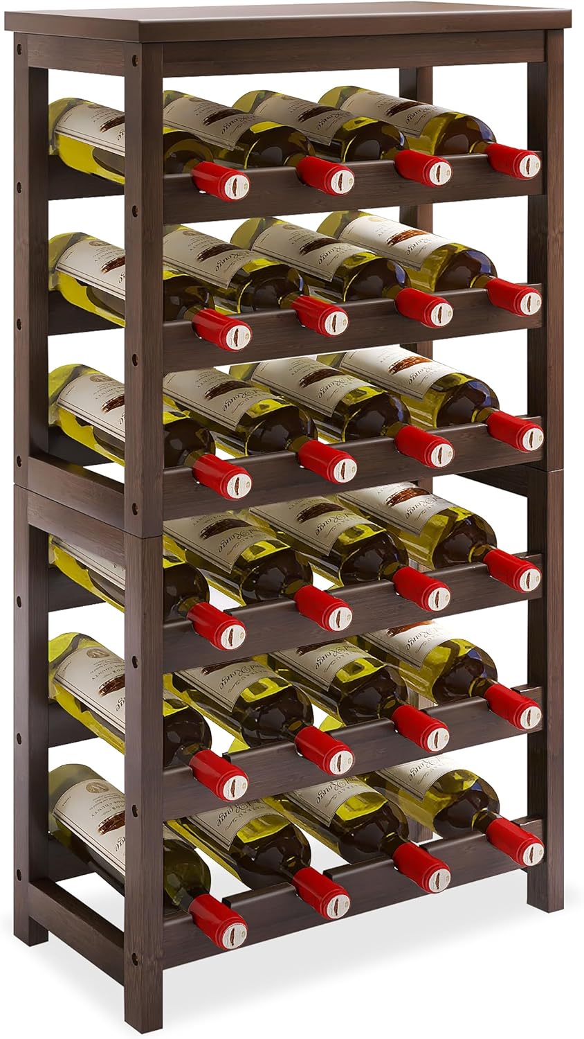 Stellstar 24-Bottle Bamboo Freestanding Wine Rack with Tabletop